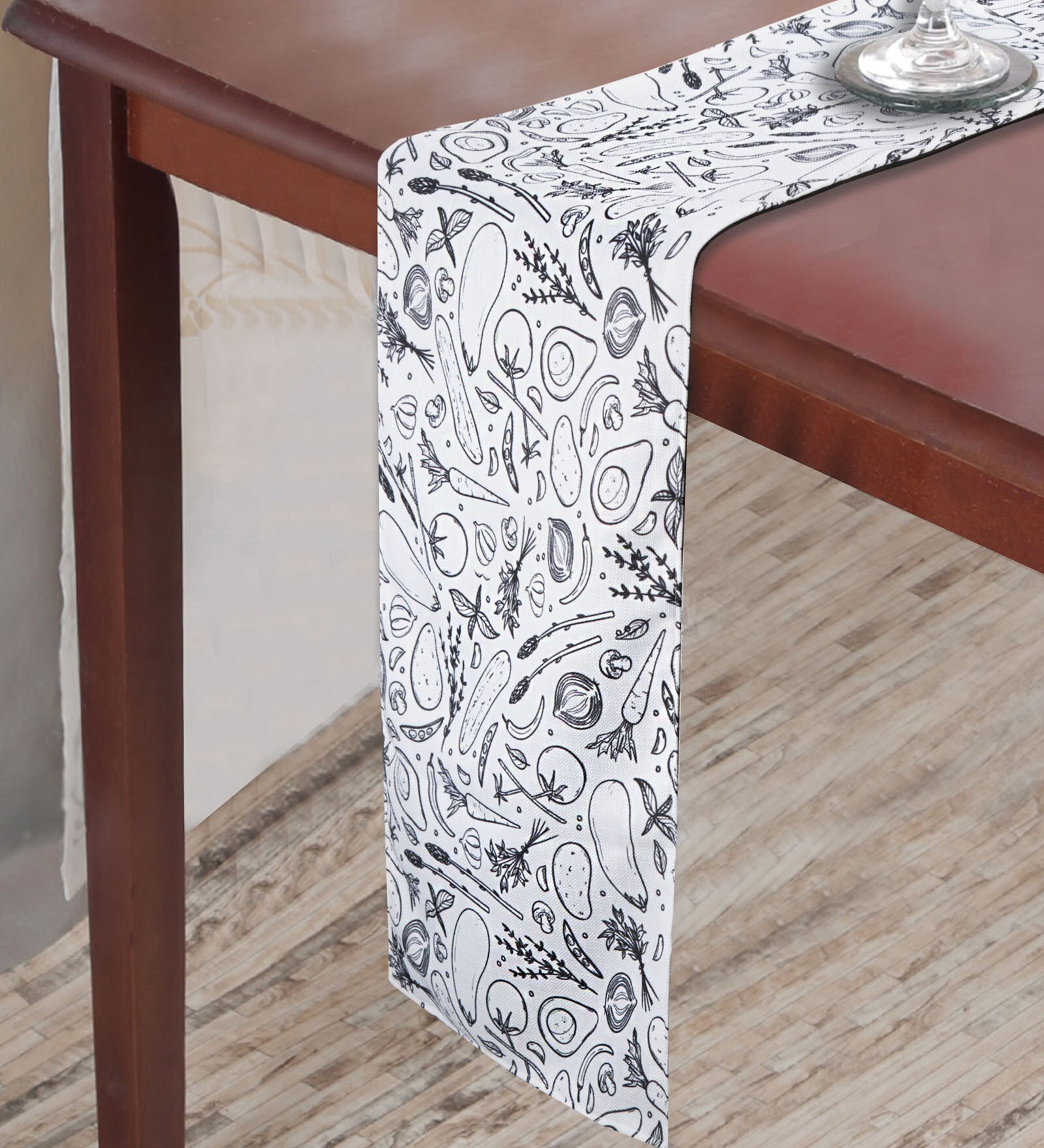 Abstract (71x15) White & Black Cotton Table Runner