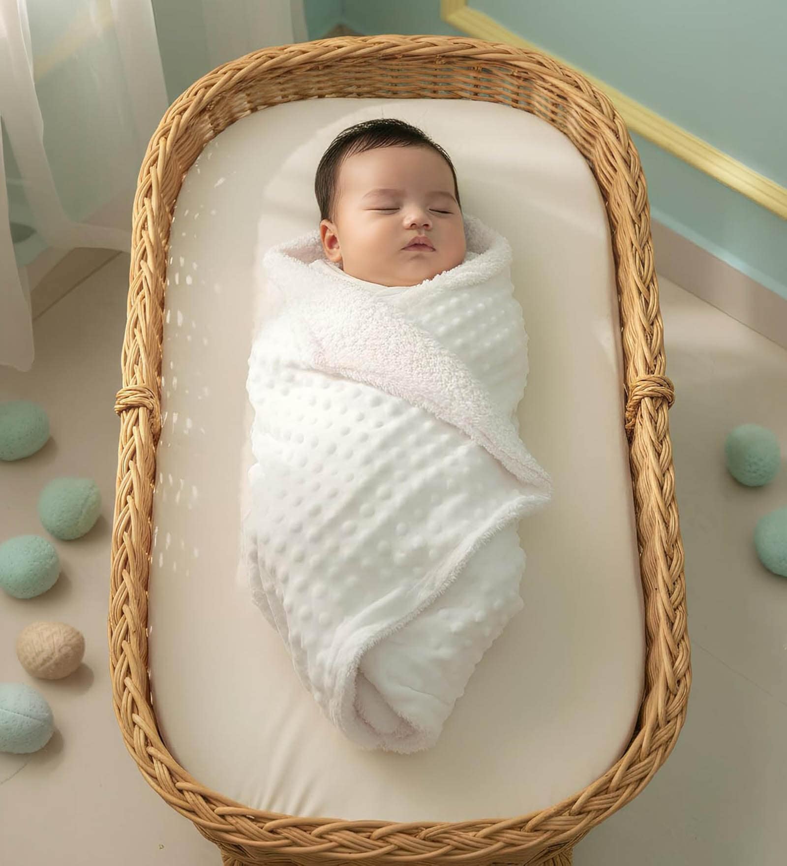 Cream Dotted Bean Blanket Luxuriously Soft and Cozy Baby Blanket