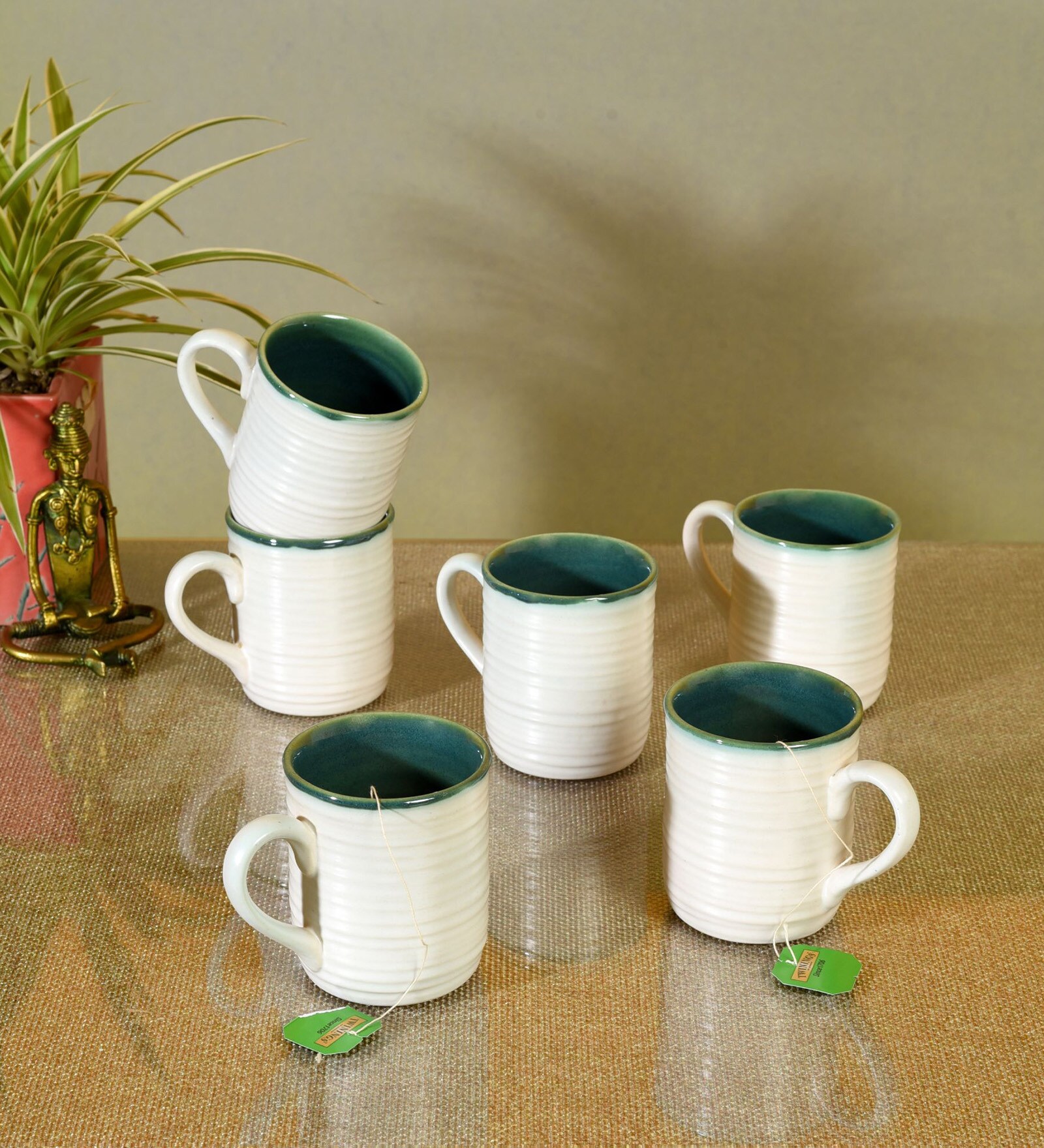 Dove White  Ceramic (Set of 6) Tea Cups