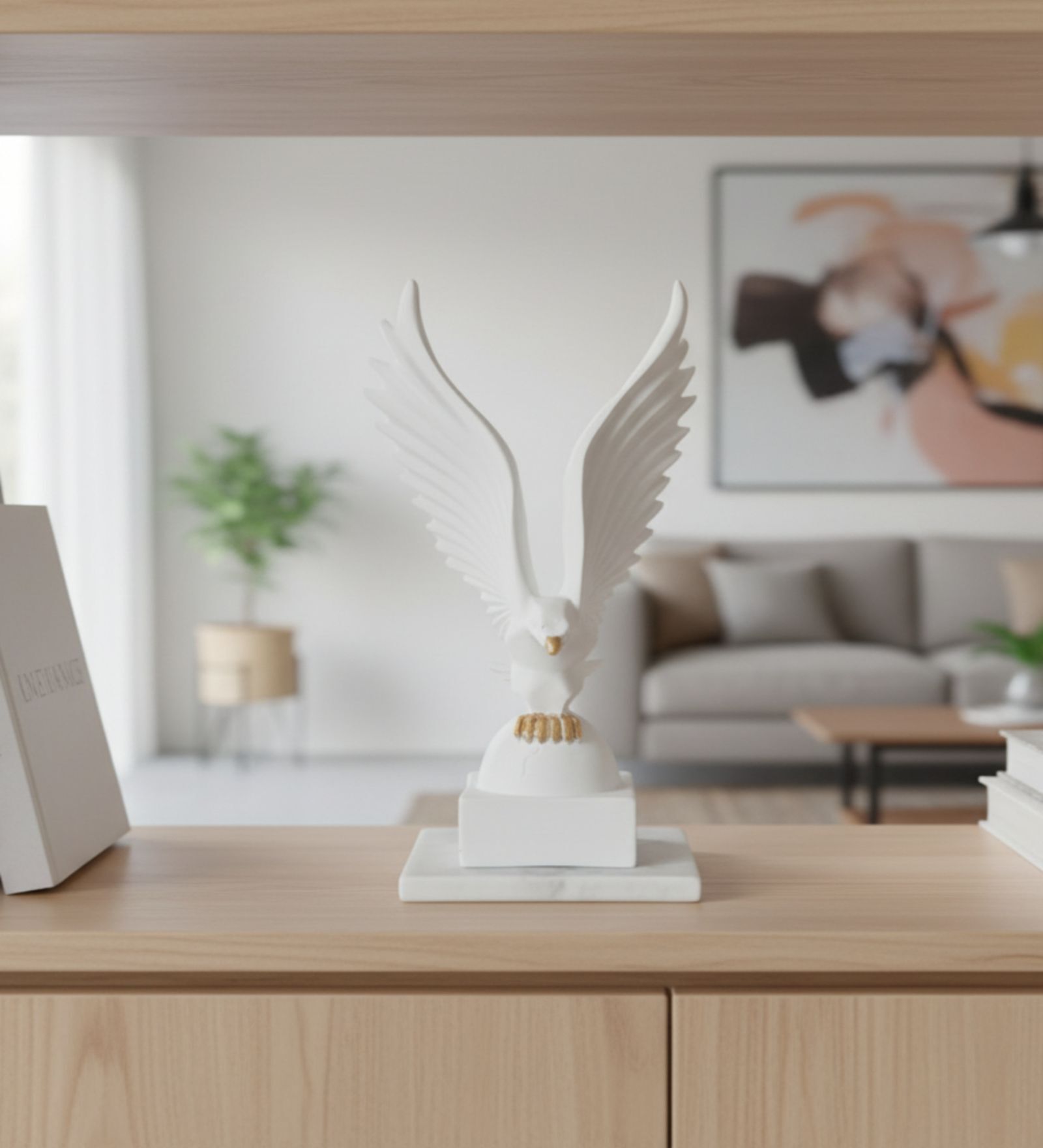 White Eagle With Square Marble Base