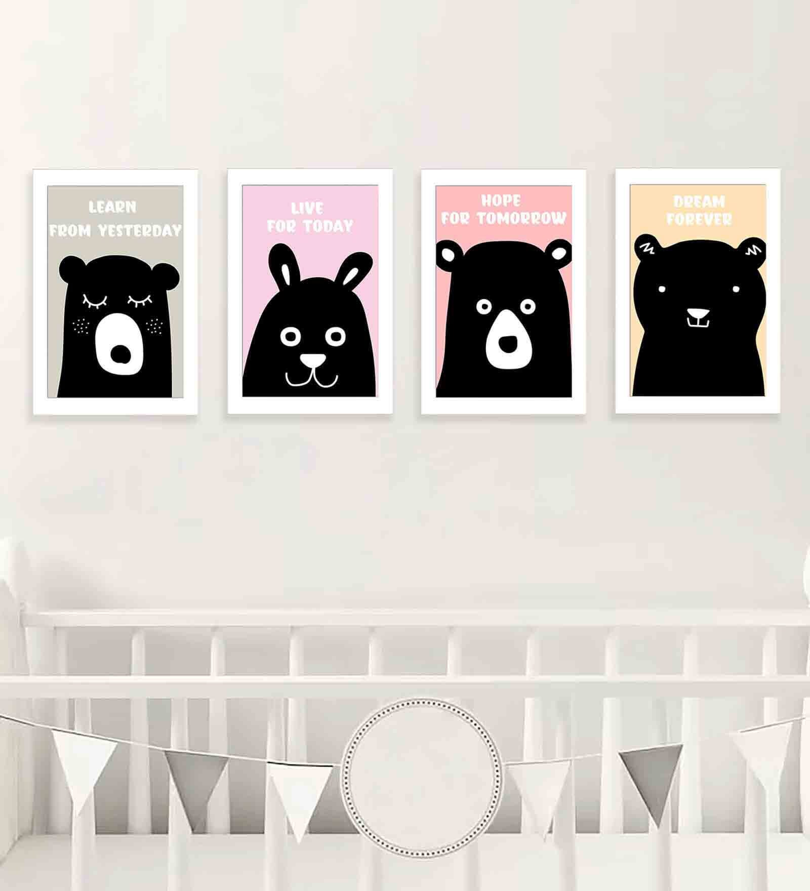 Multicolour Engineered Wood (Set of 4) Art Panels