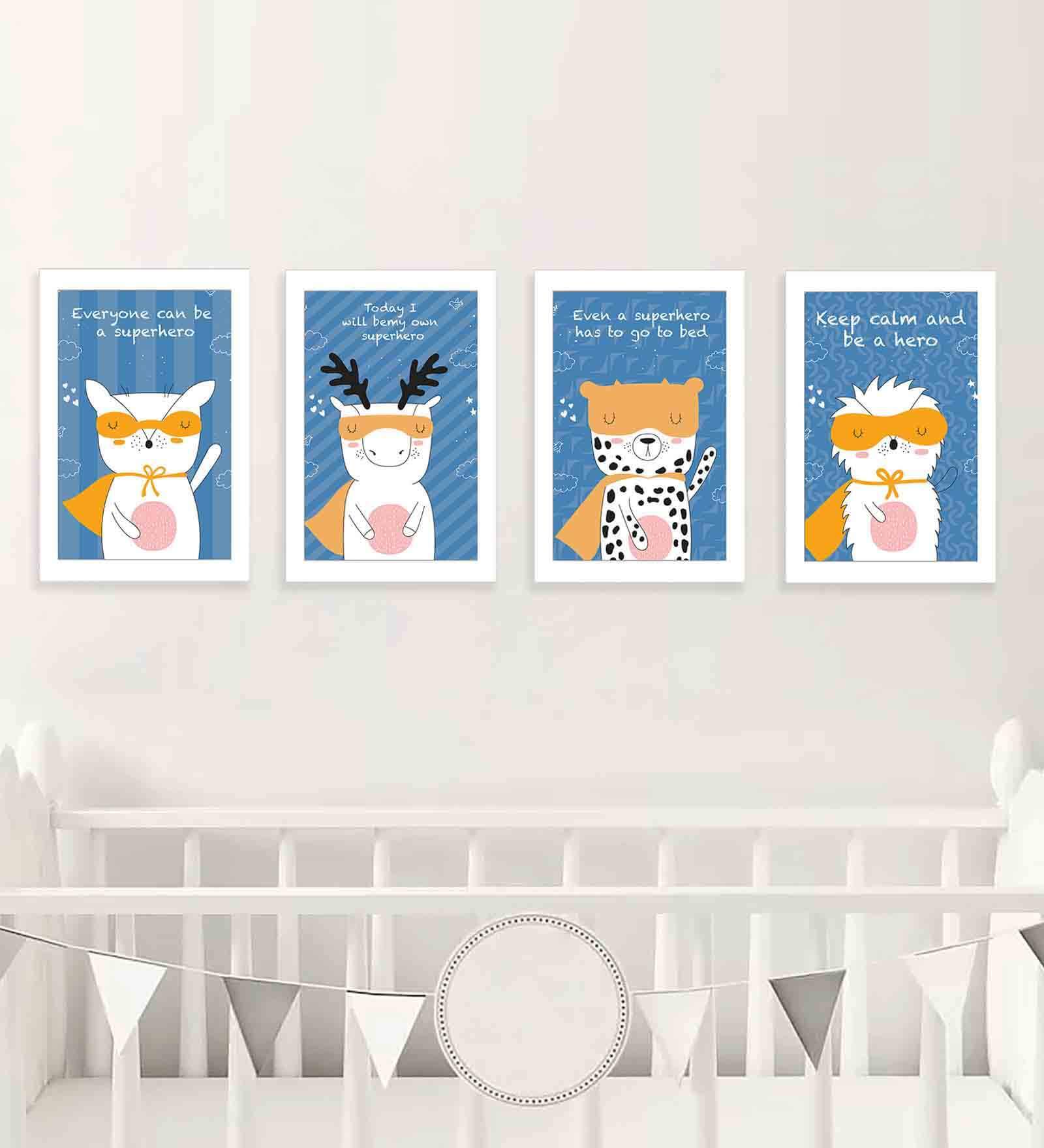 Multicolour Engineered Wood (Set of 4) Art Panels