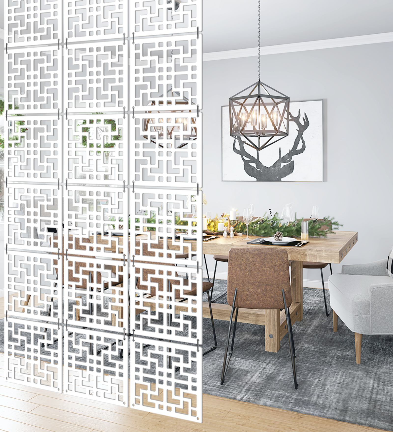 White Engineered Wood Divider Panel