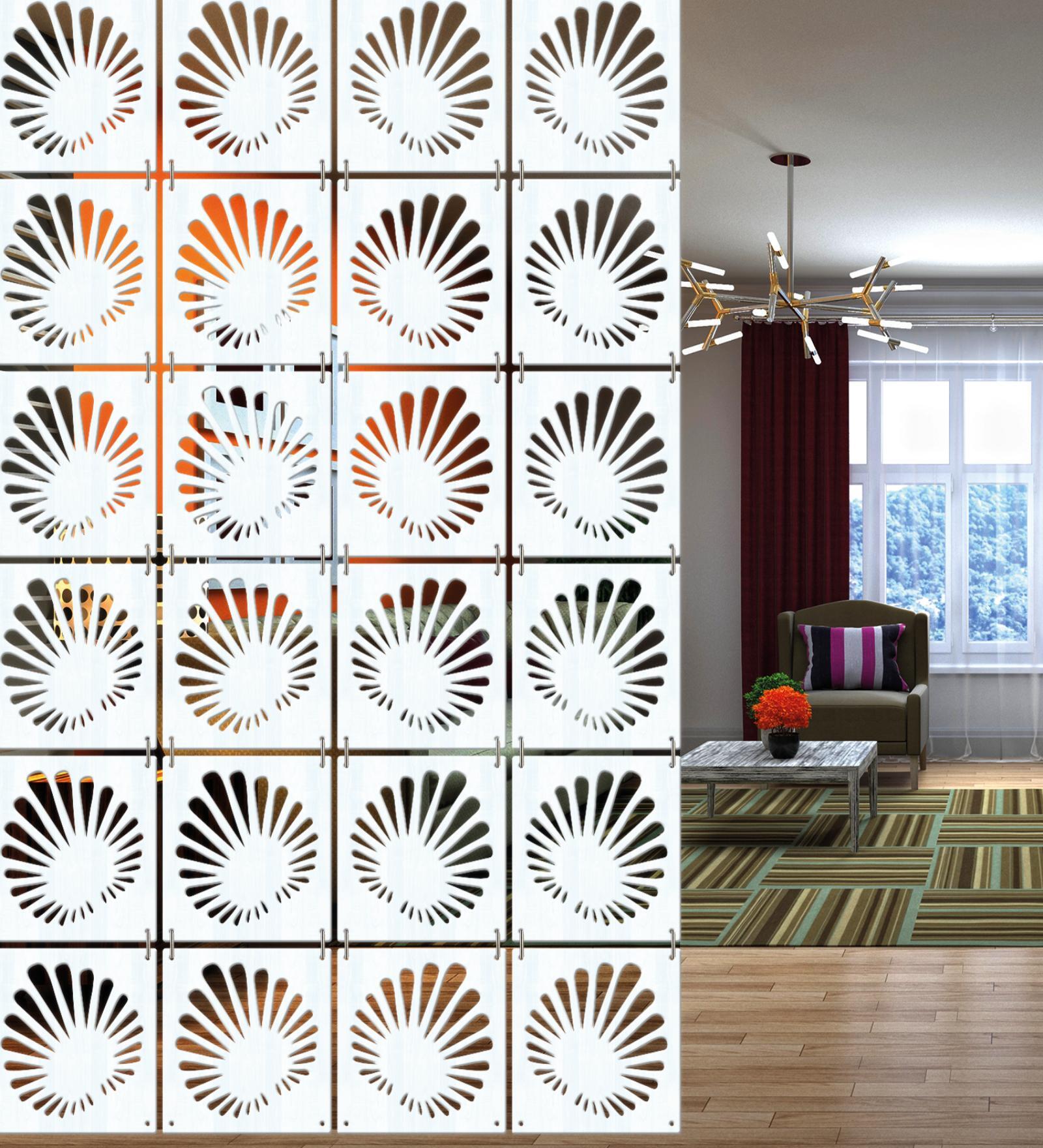 White Engineered Wood Hanging Wood Divider