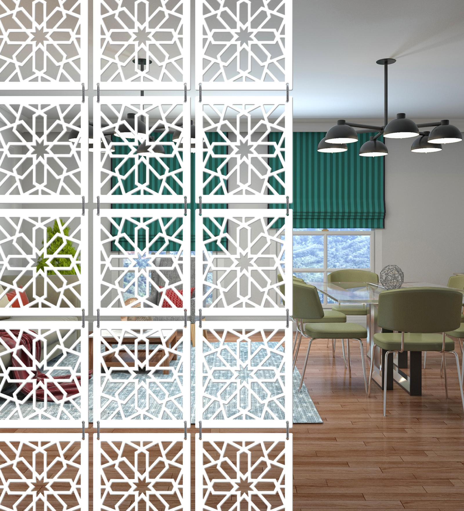 White Engineered Wood Hanging Wood Divider