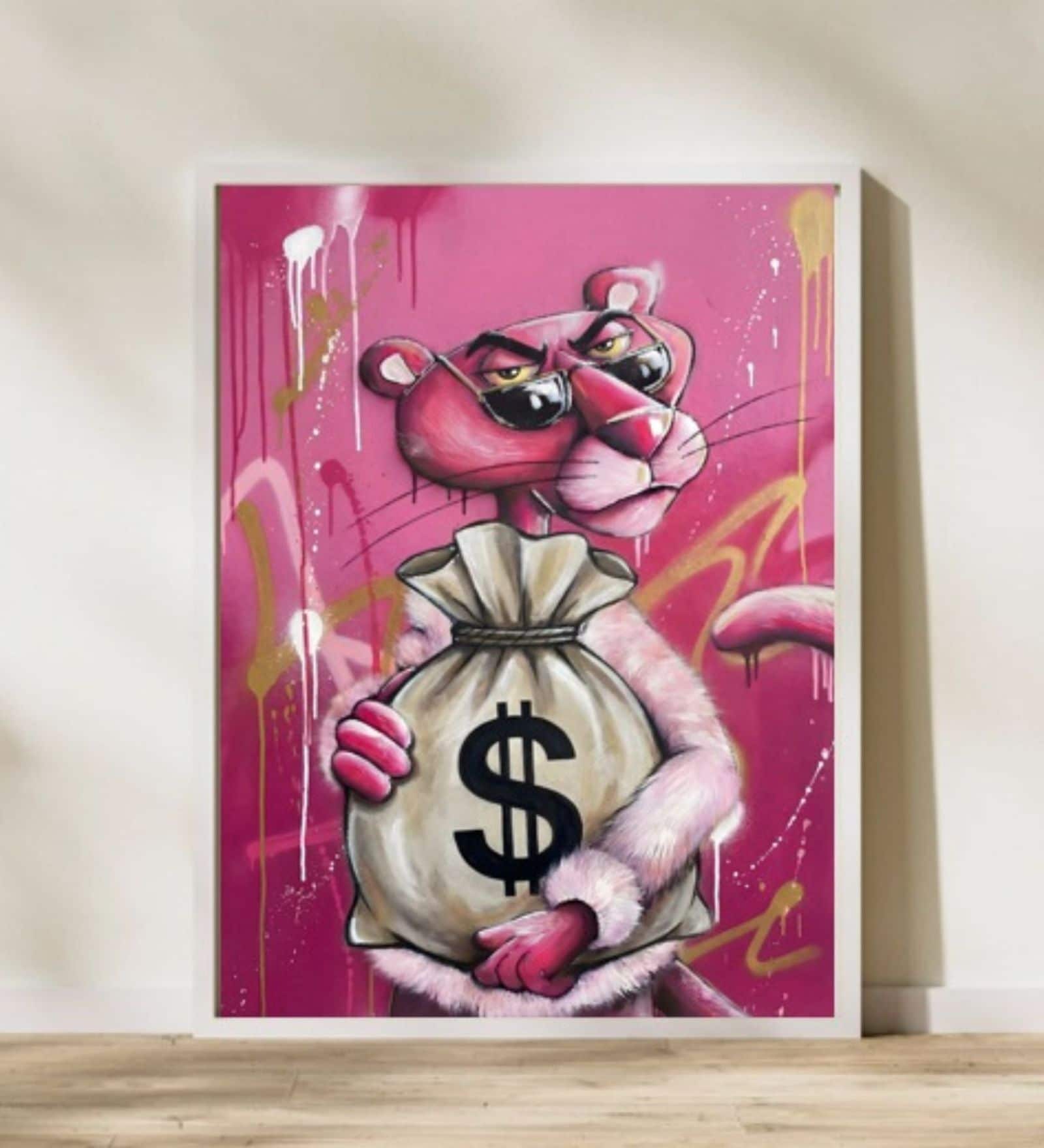 MONEY LOVE COLLECTION PANTHER HD Poster With White Frame, 12.5 X 17.3 Inches