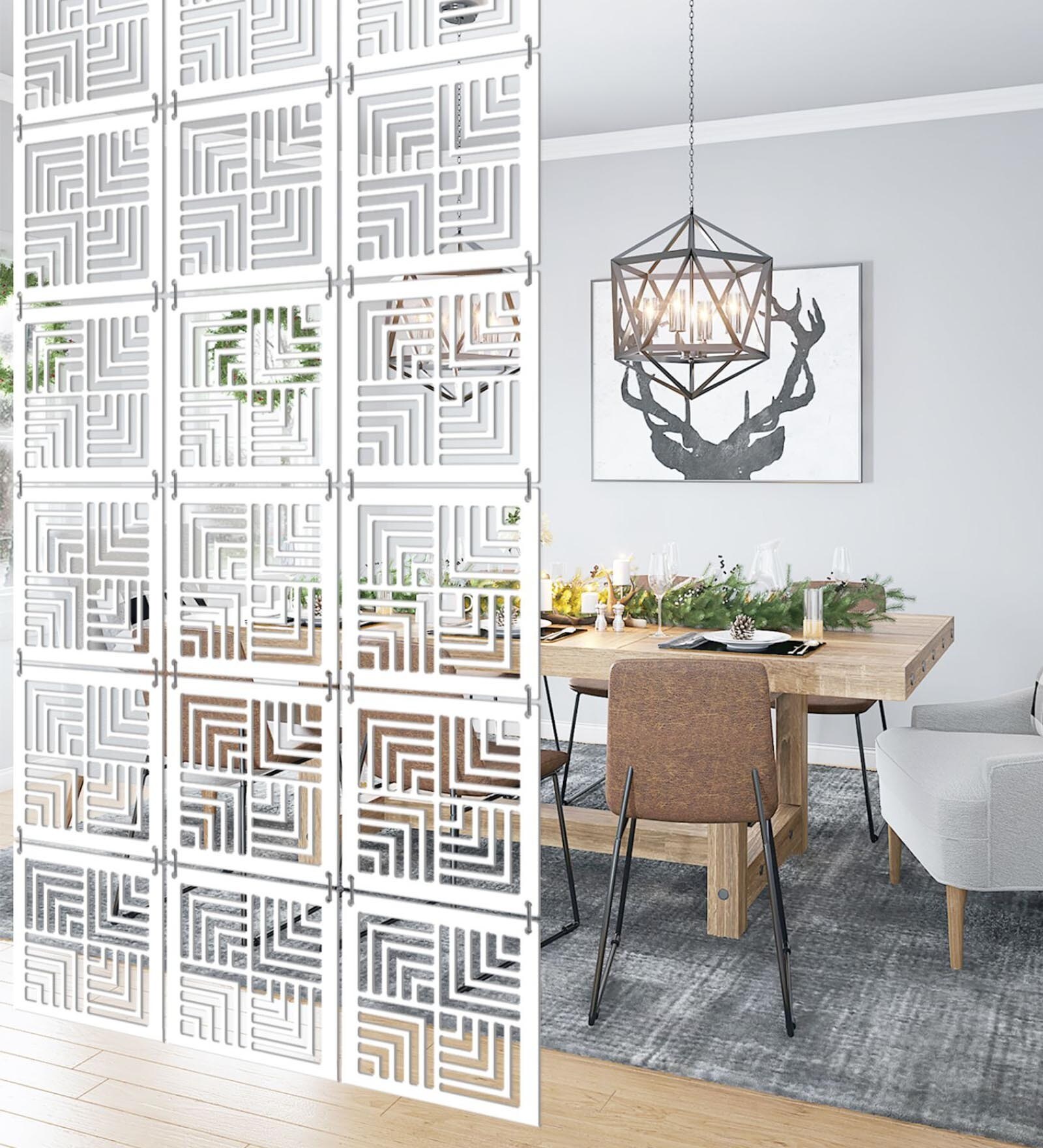 White Engineered Wood Ashley Set Of 12 Hanging Room Divider