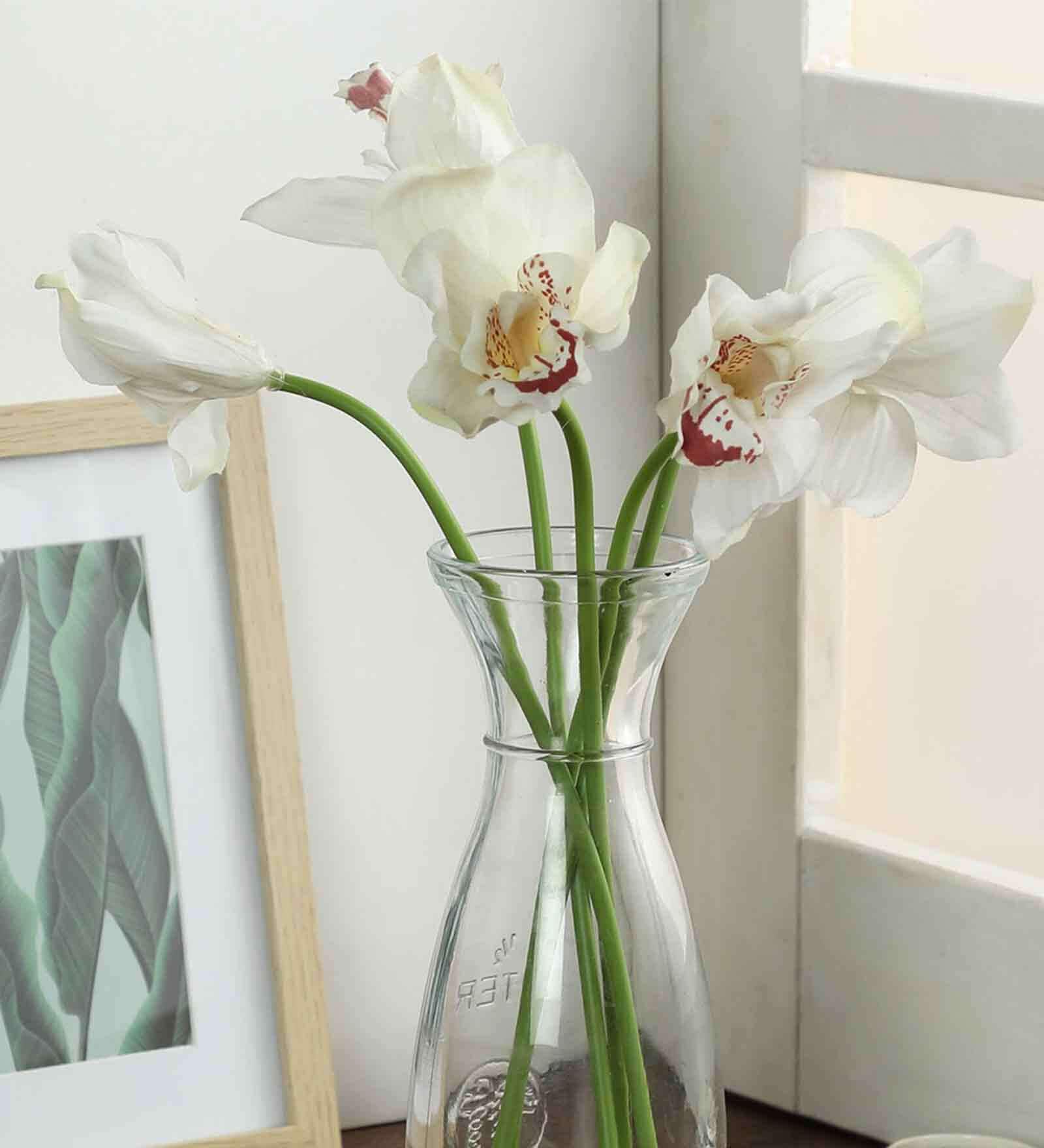 White Fabric Artificial Orchid Flower