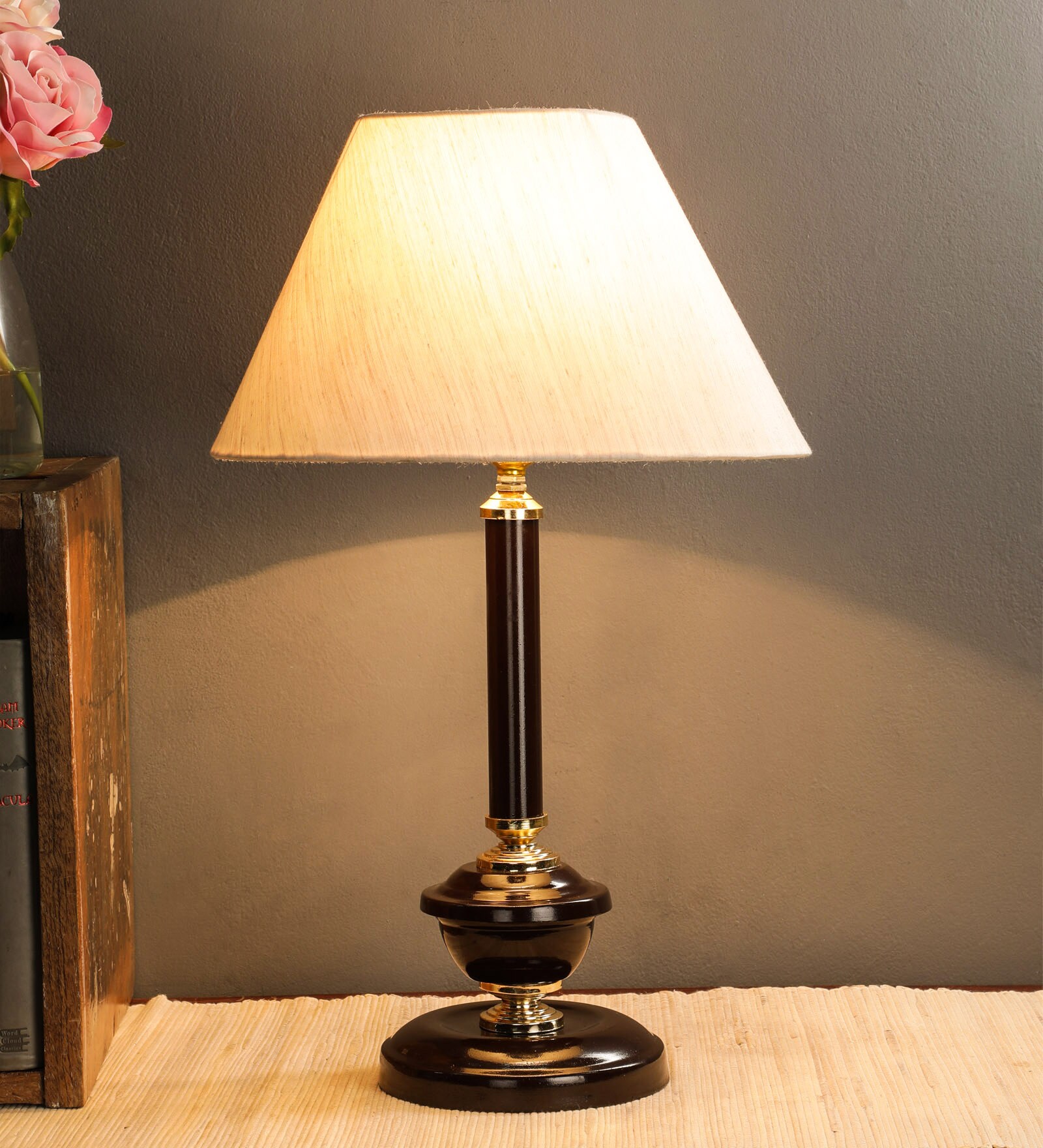 White Fabric Designer Table Lamp