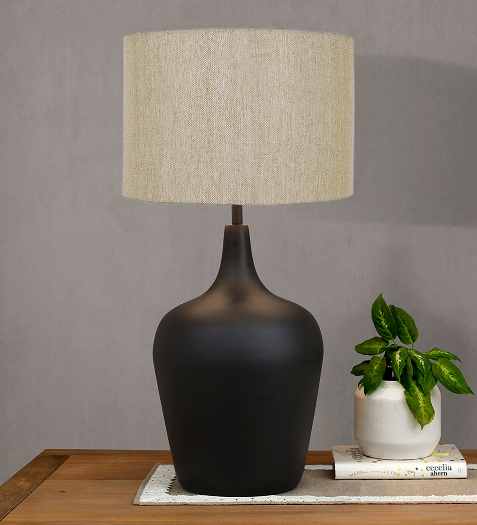 Buy Beige Fabric Shade Table Lamp with Black Base at 30% OFF by CLG ...