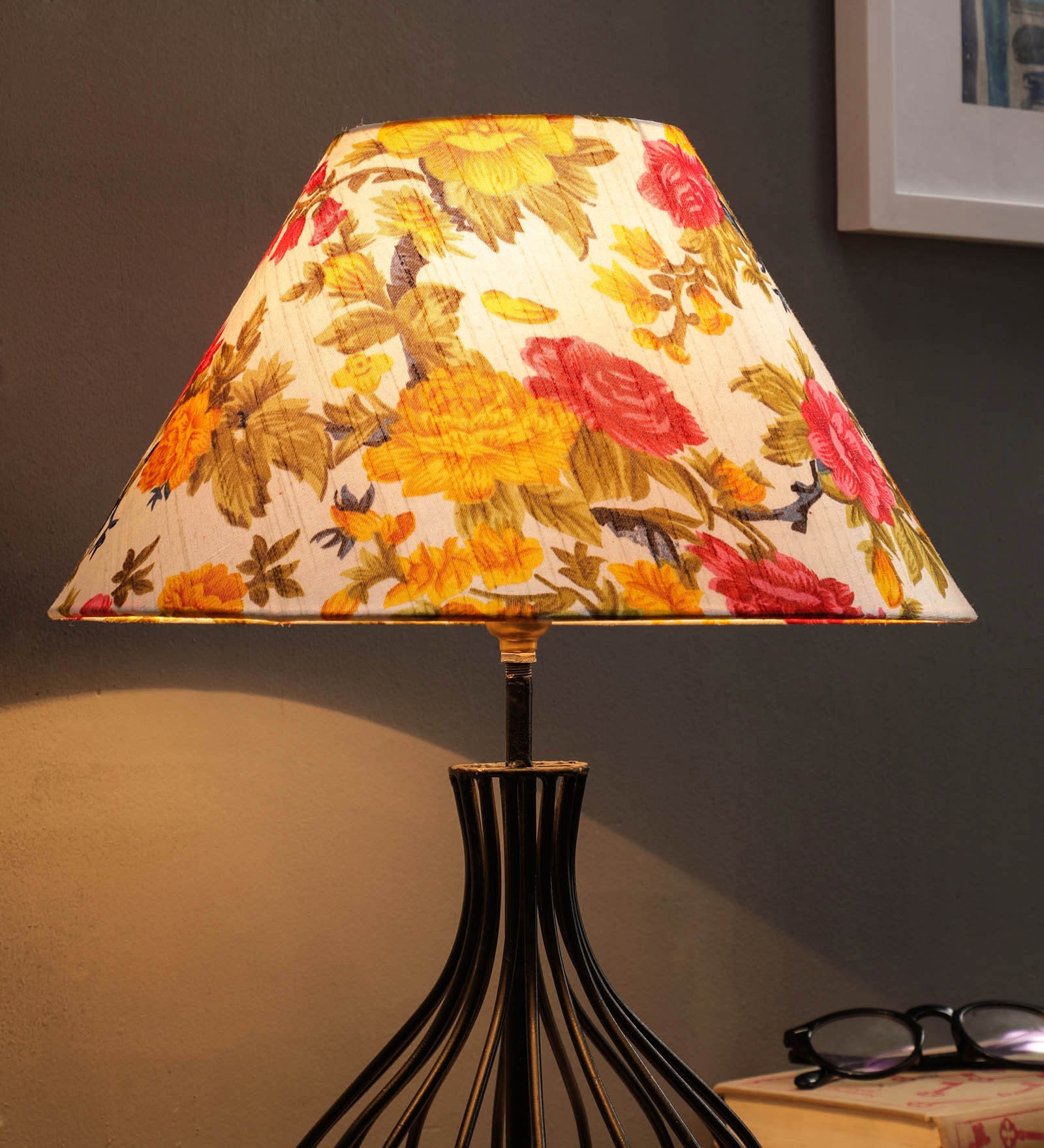 Petunia White Fabric Printed Lampshade