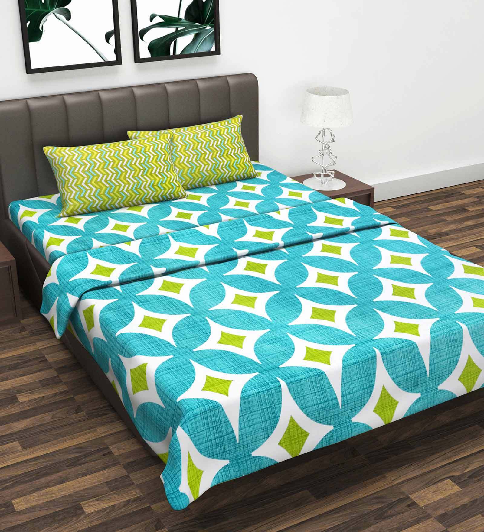 White Floral 144 TC Cotton 4 Pieces Bedding Set Modern Marigold Collection