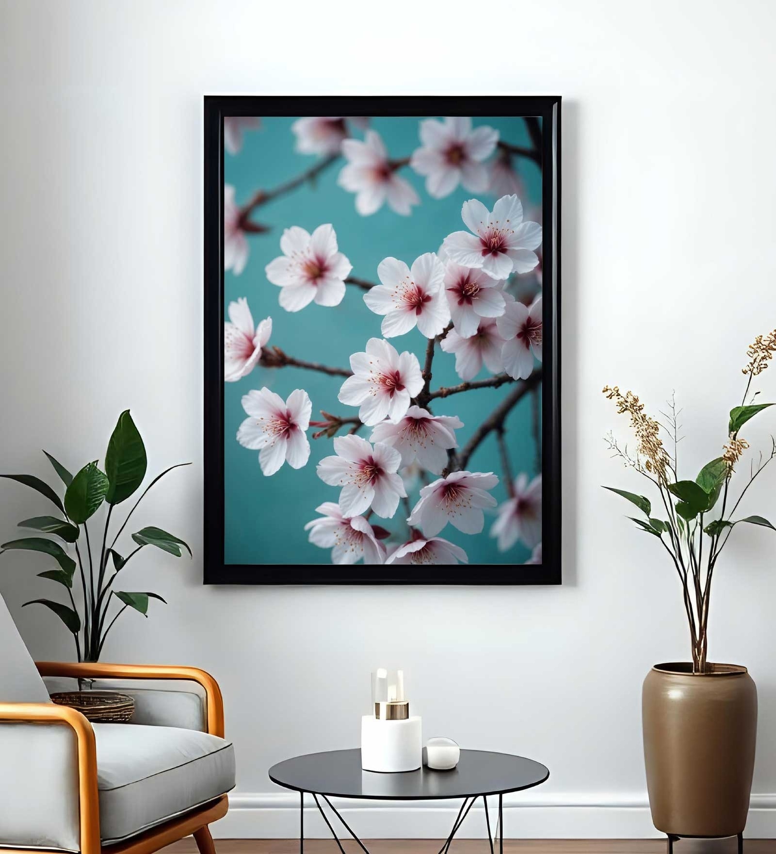White Flower Printed Canvas Floral Wall Art