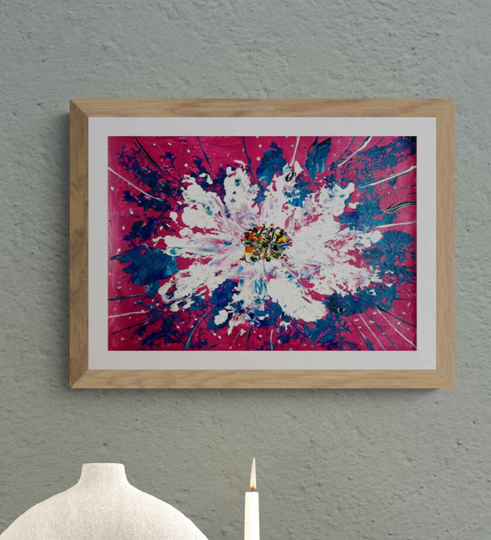 White Flower Handmade Acrylic Paint On Canvas Unframed
