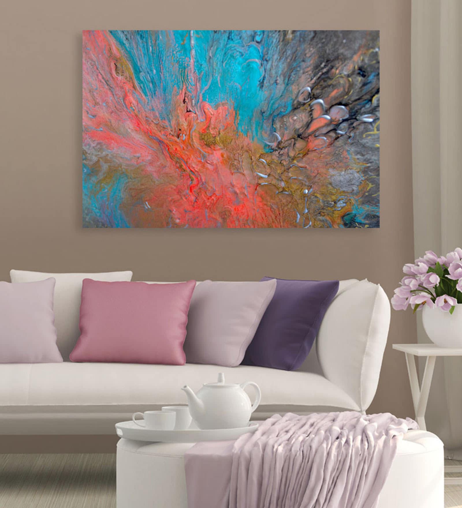 Abstract In Multicolour Canvas Framed Art Print (33 x 21 Inches)