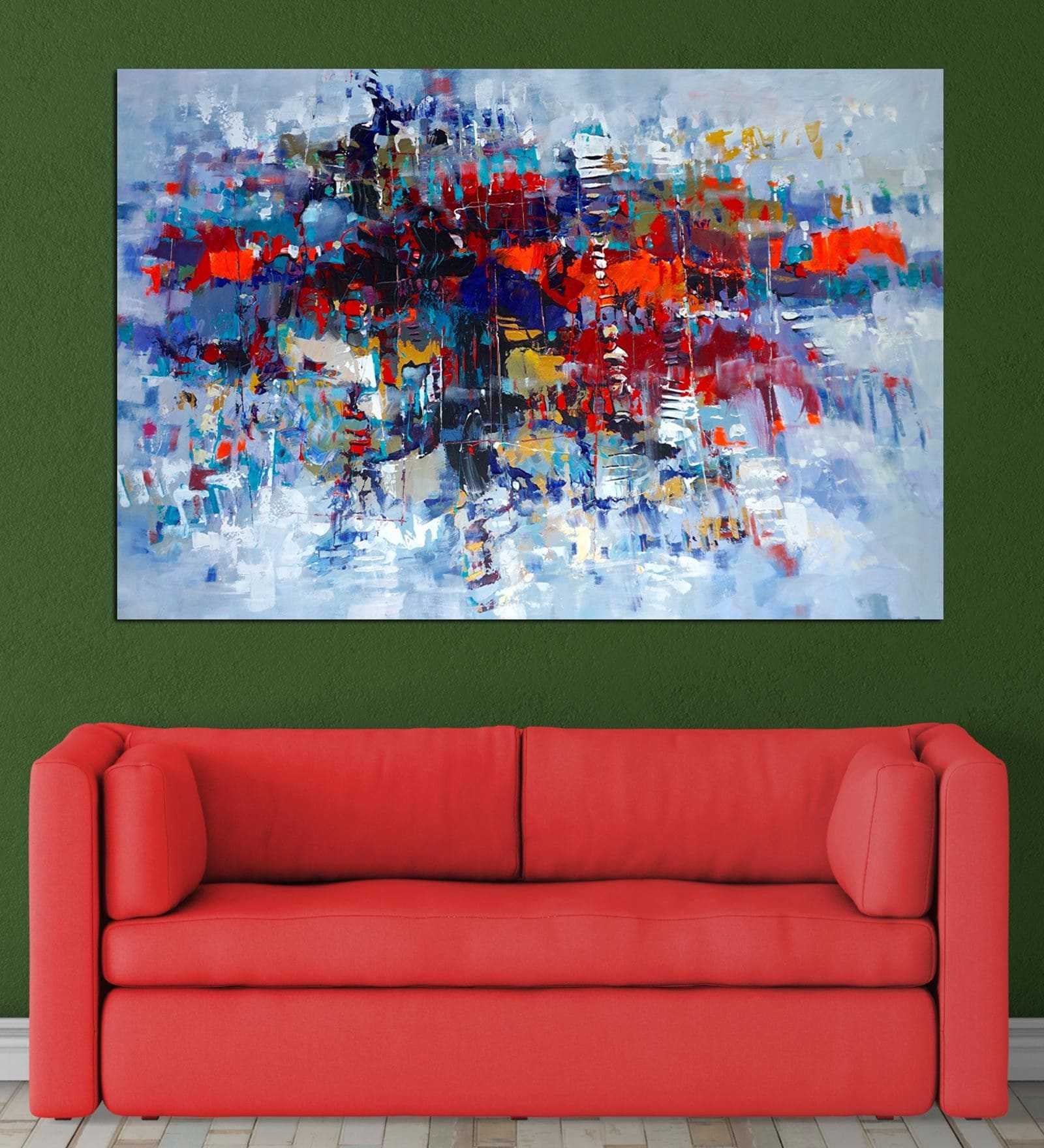 Abstract In White Canvas Framed Art Print (33 x 21 Inches)