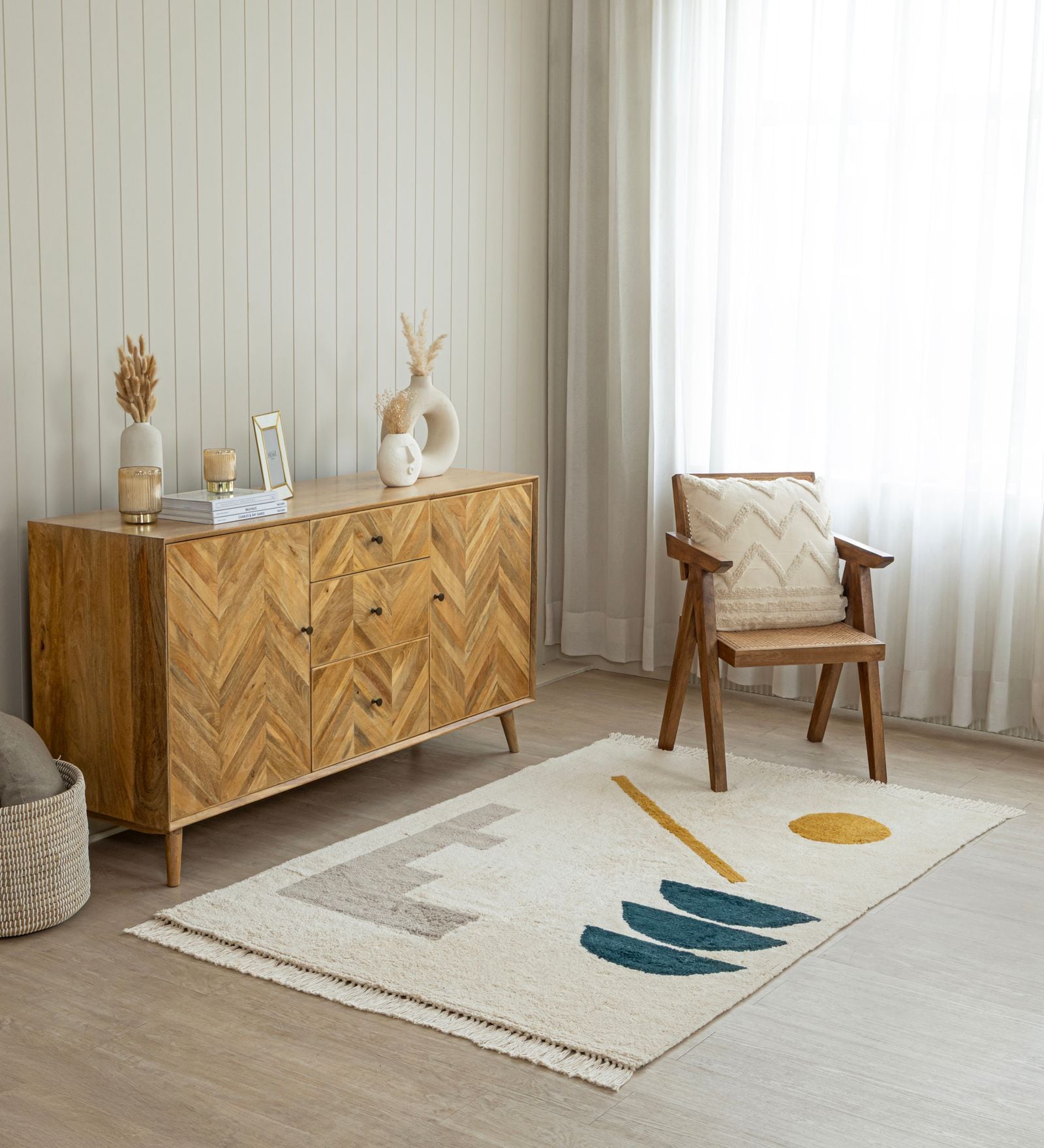 White Geometric Hand Tufted 5 Ft X 3 Ft  Dhurrie