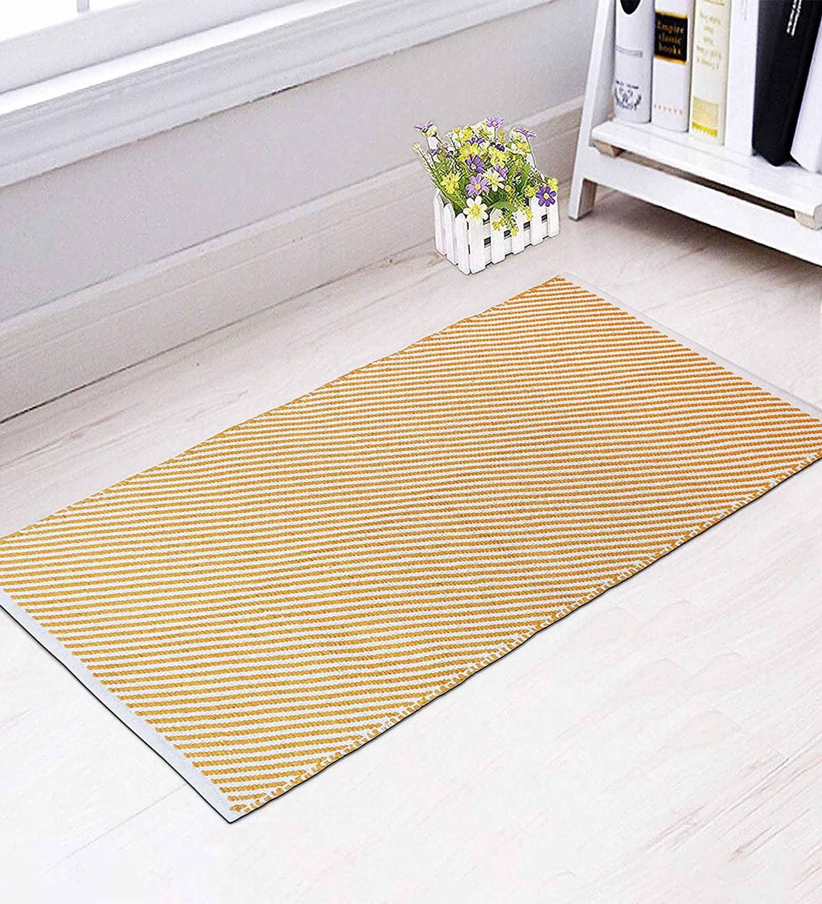 Abstract Pattern Cotton 4 x 2 Feet Flat Weave  Bedside Runner