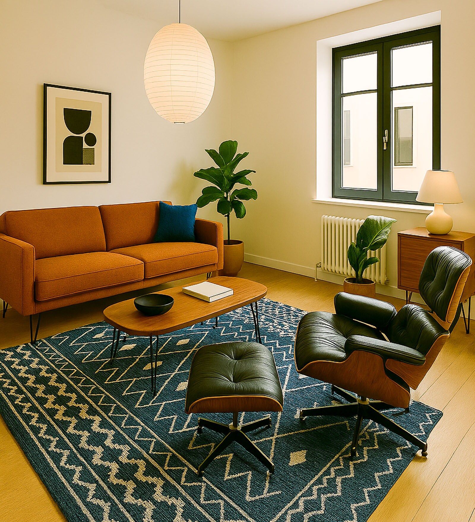 White Geometrical Pet 8X5 Feet Hand Woven Carpet