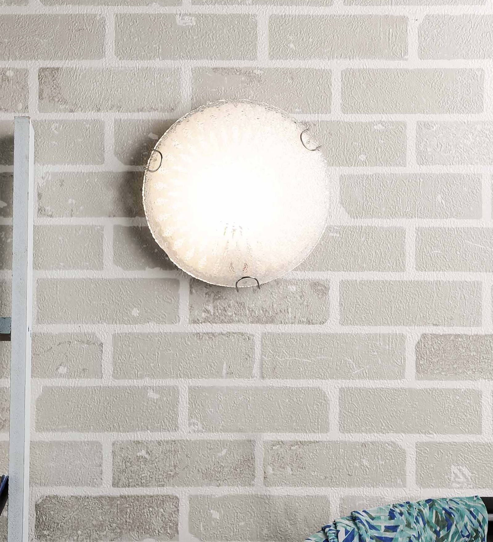 Claude White Metal & Glass Ceiling Flush Mount