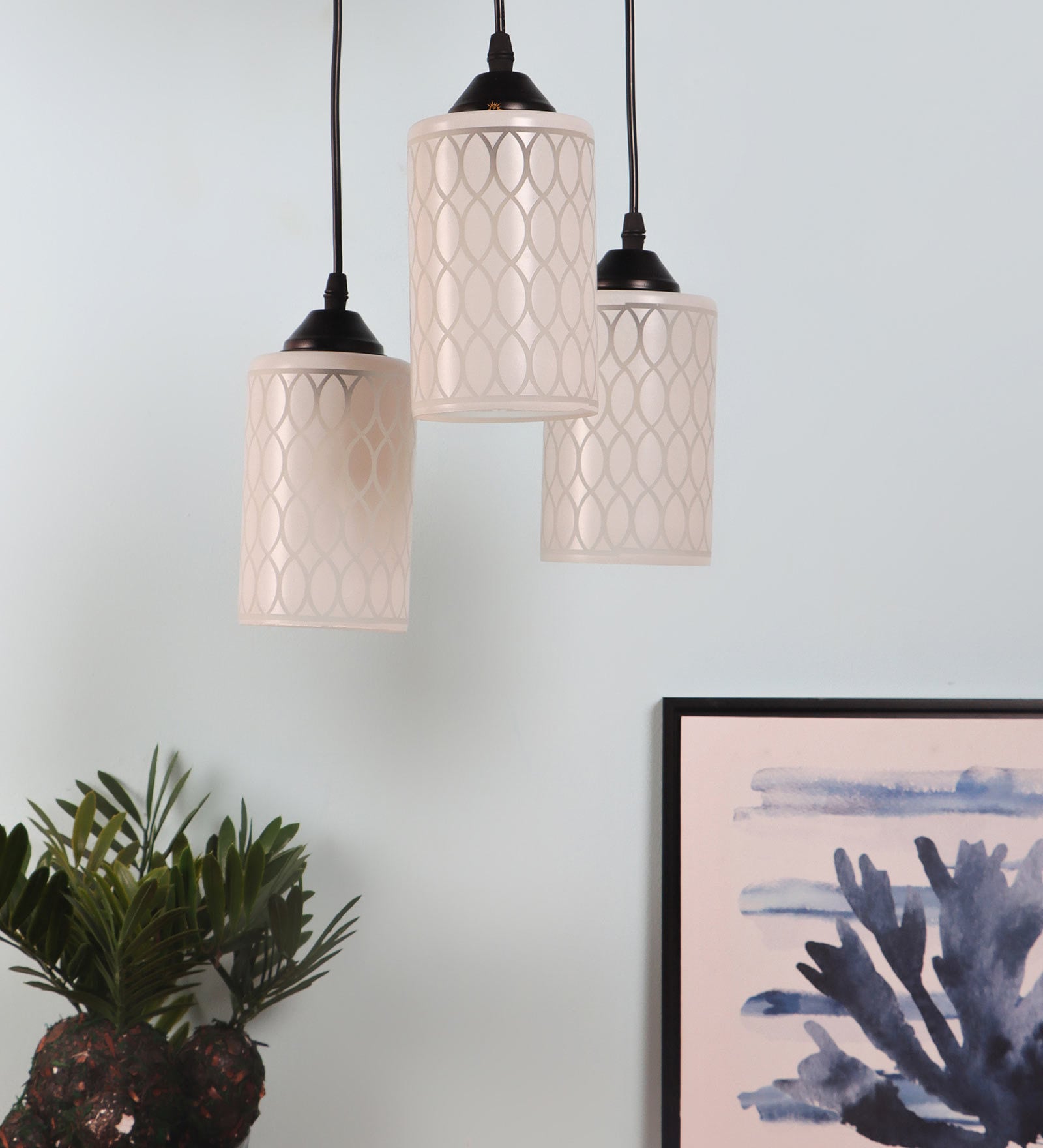 Groovy White Glass Cluster Hanging Light