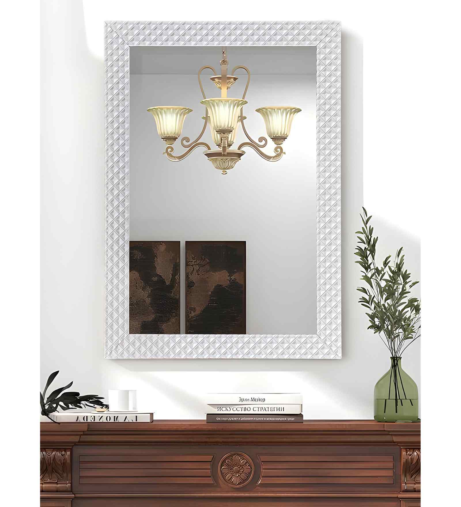 White Glass Bathroom Wall Mirror