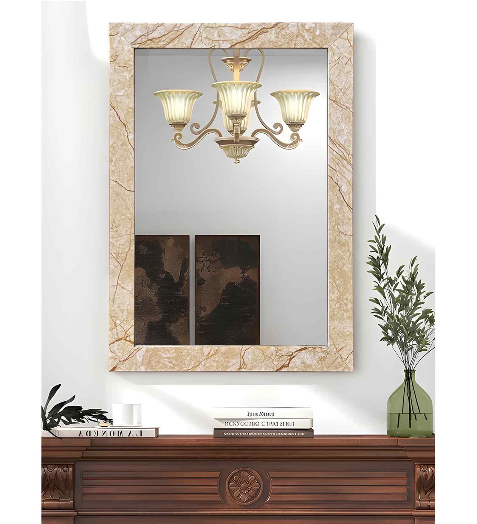 White Glass Bathroom Wall Mirror