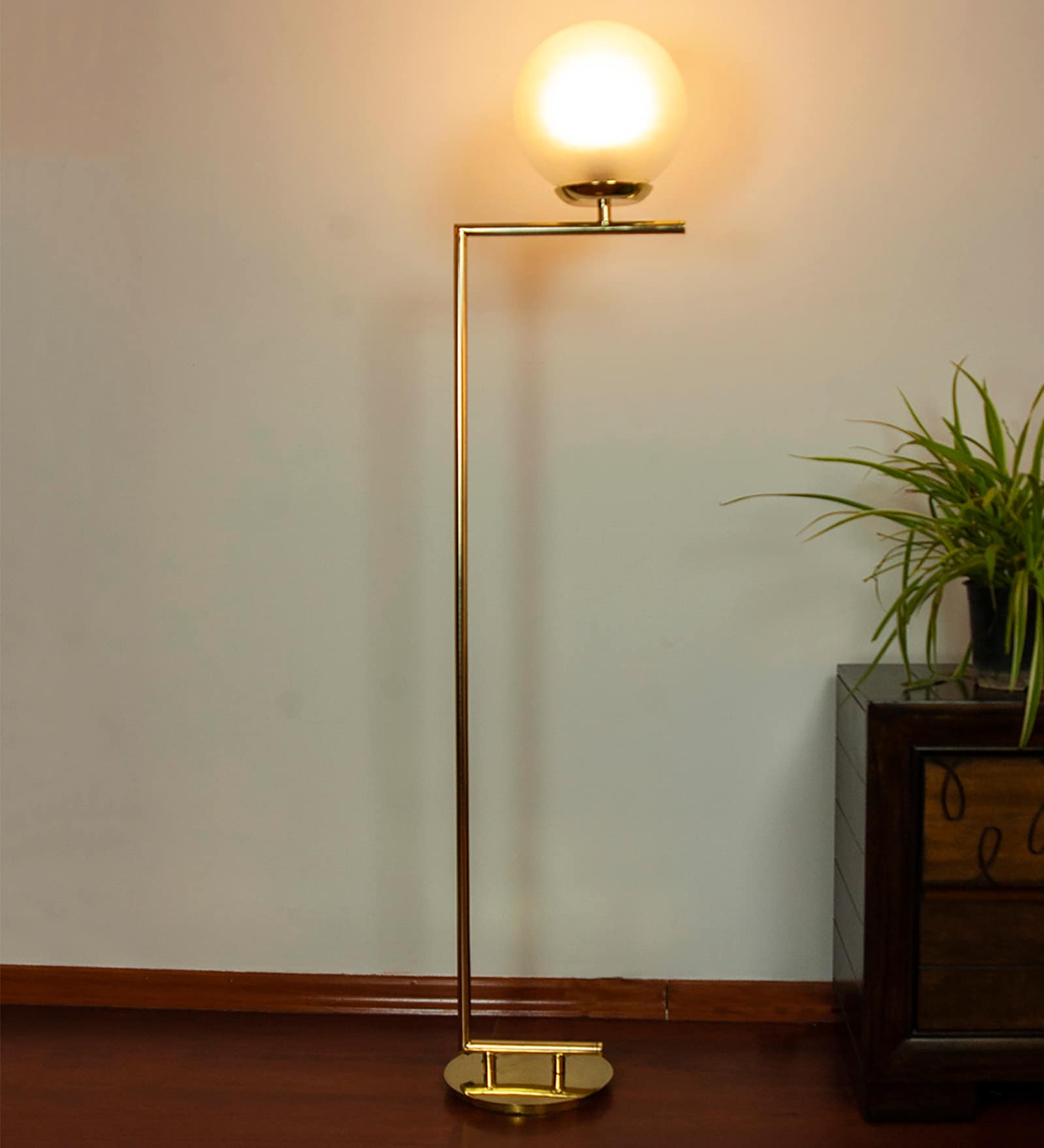 White Glass Shade Novelty Floor Lamp With Metal Base