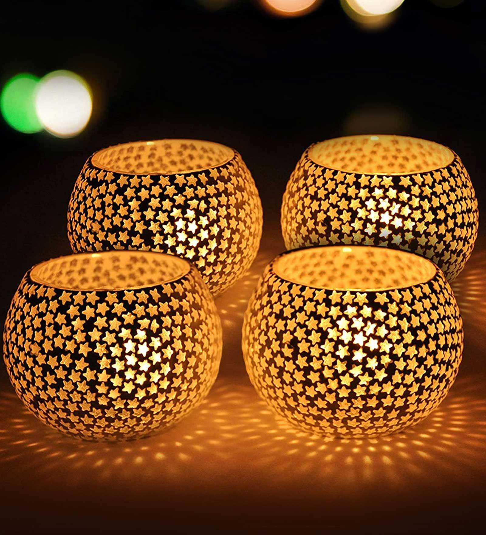 Buy White Set Of 4 Table Tea Light Holders at 25 OFF by Tied Ribbons