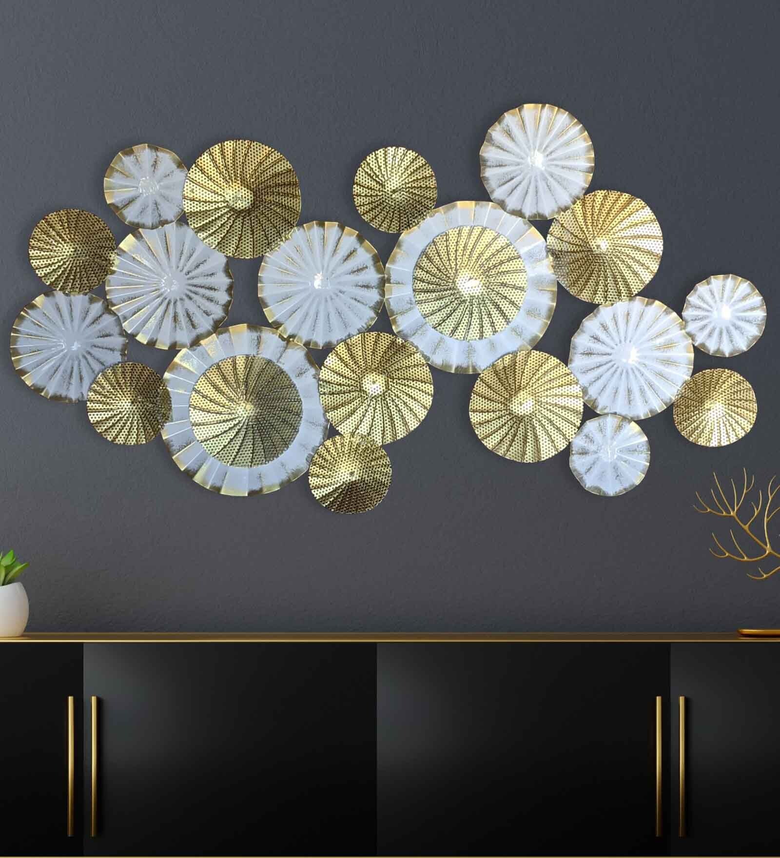 White Gold Iron Round Circel Wall Art