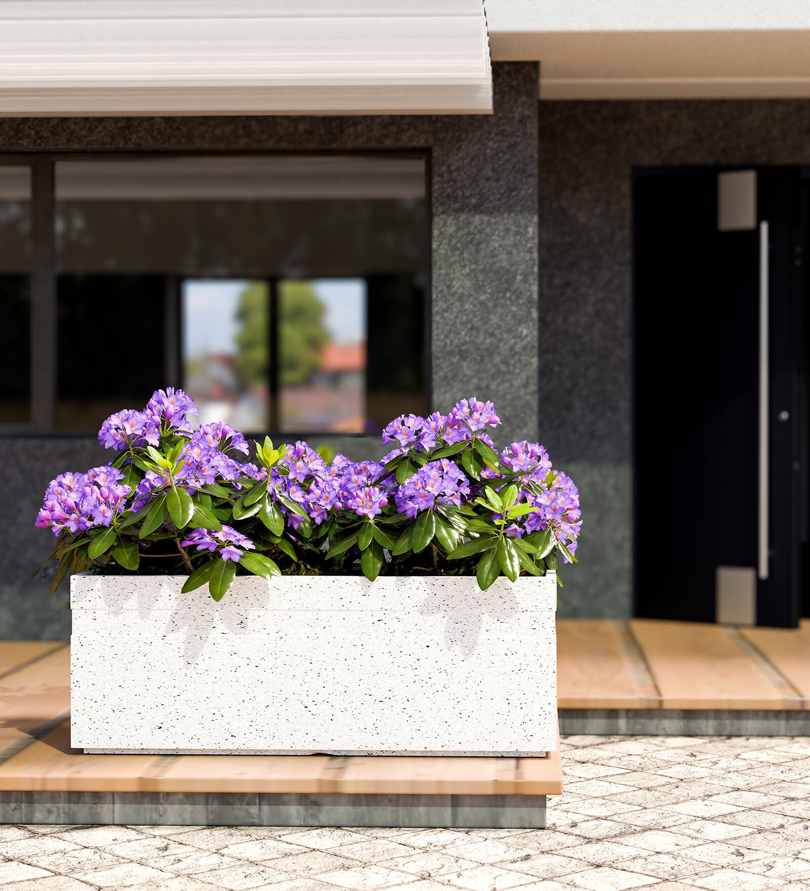 White GT Marble rectangular 3613 Planter