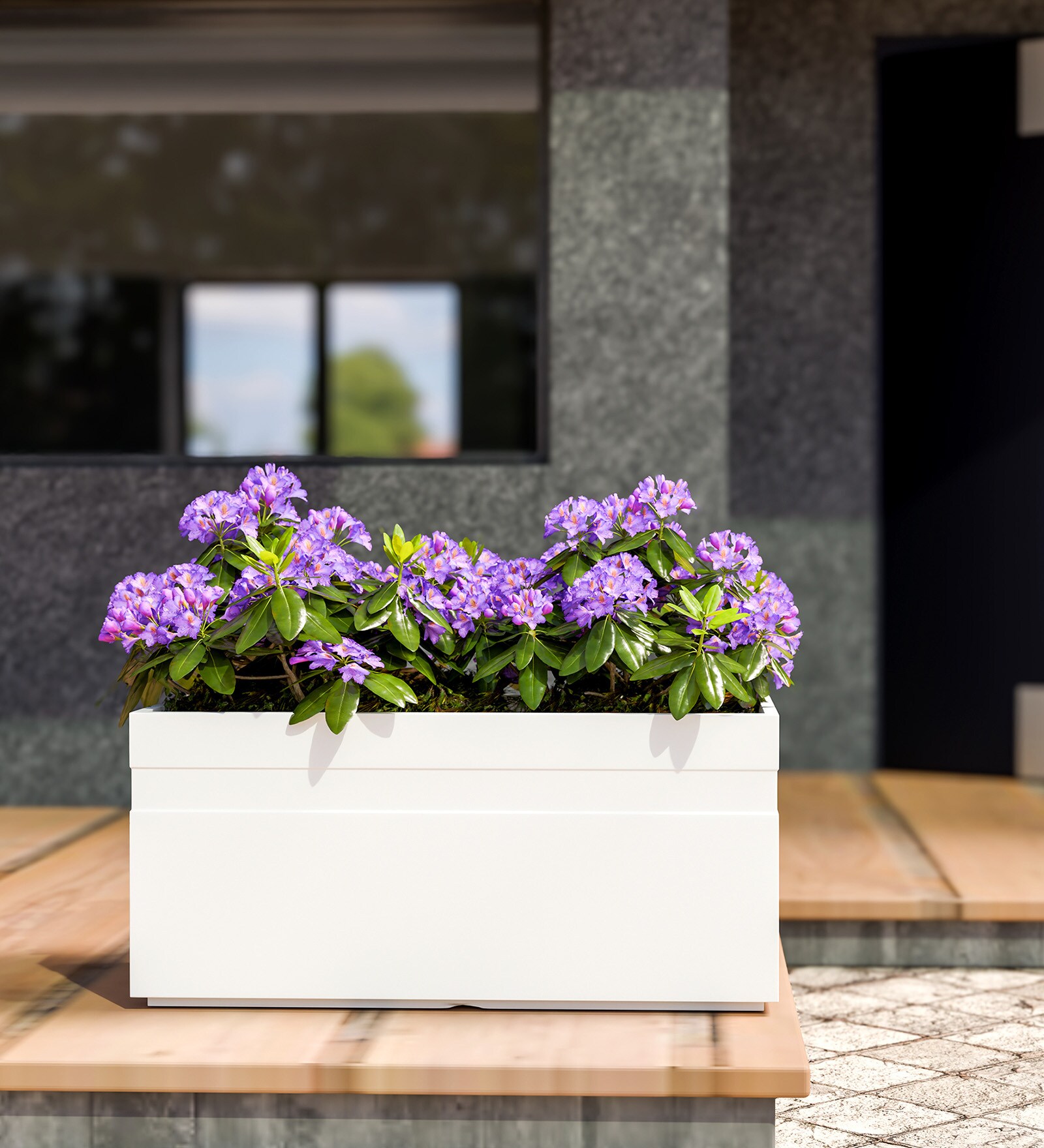 White GT rectangular 2411 Planter
