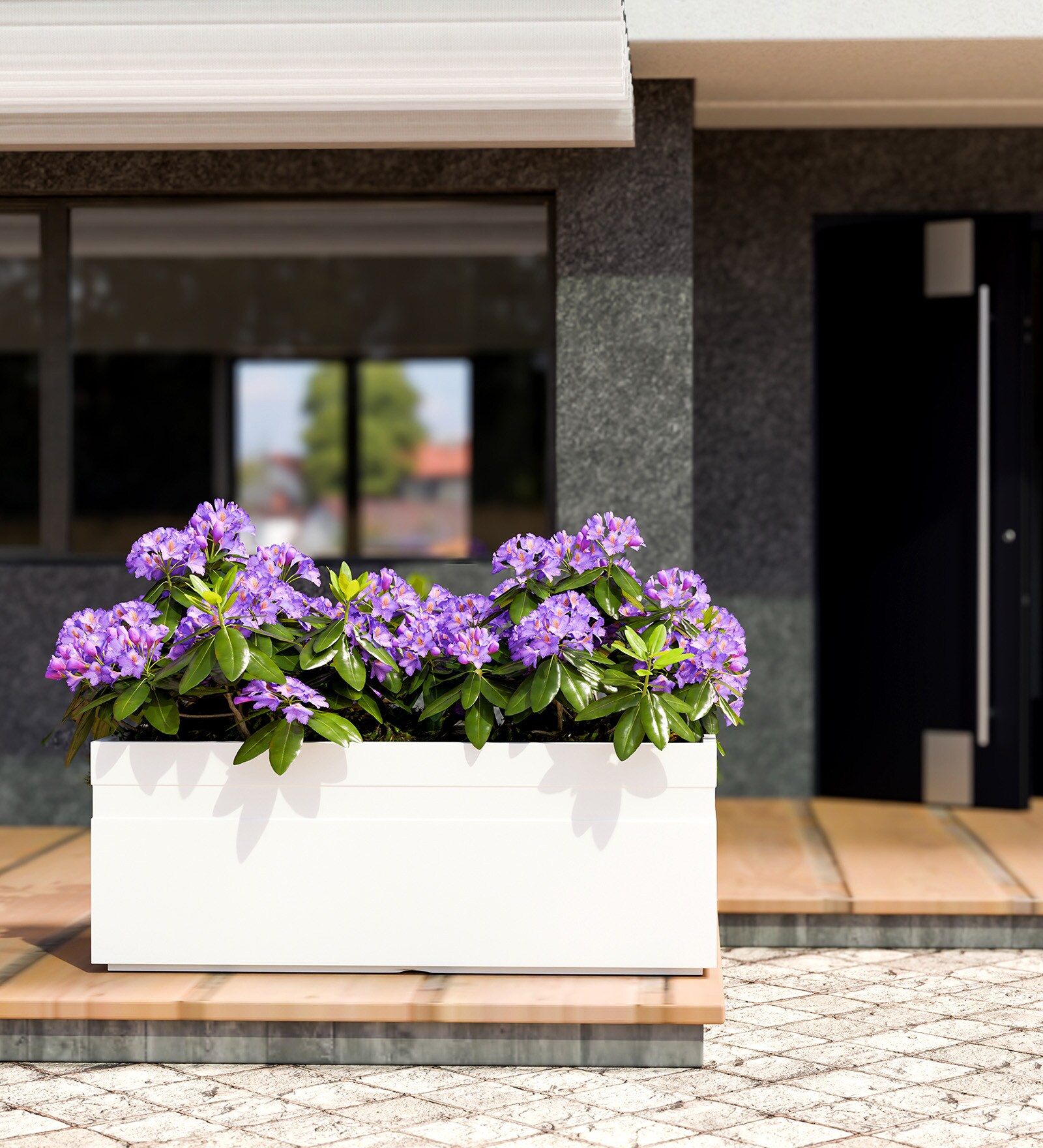 White GT rectangular 3613 Planter