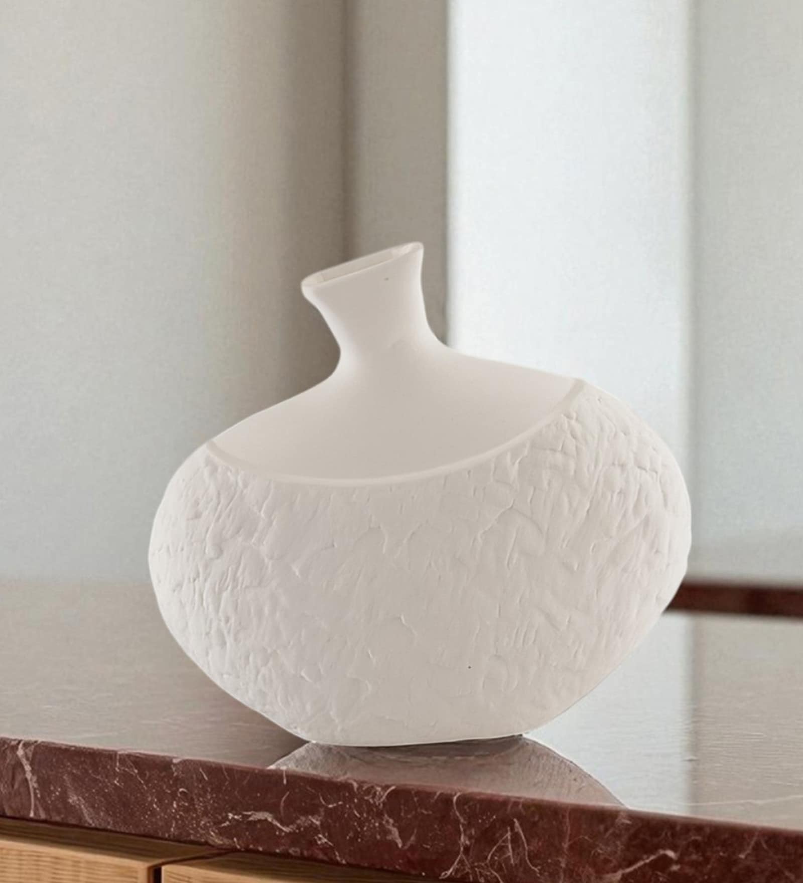 White Imperial Grace Ceramic Amphora Shaped Vase