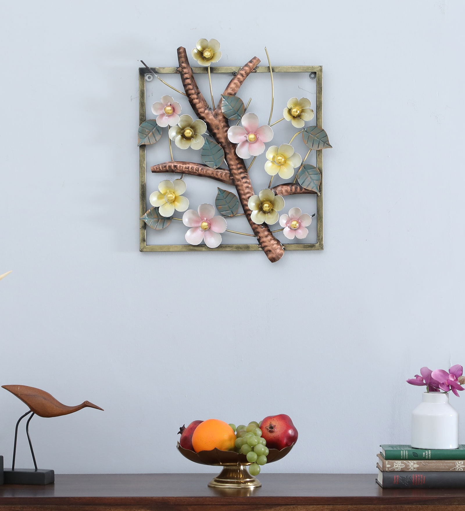 White Iron Flower Penal Wall Art