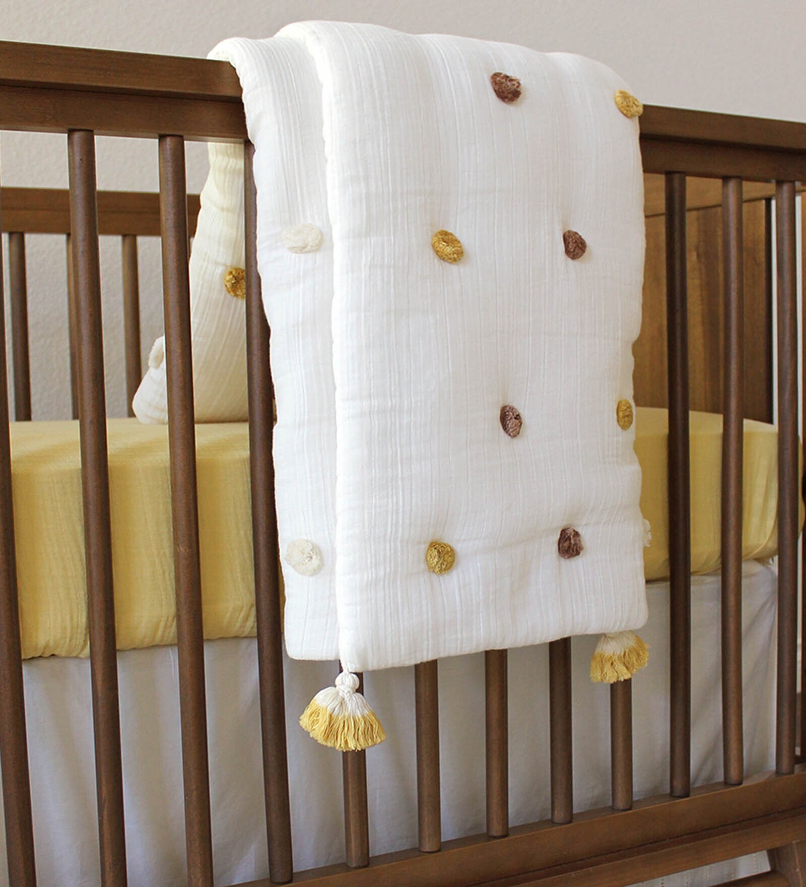 White Kendi Cotton Reversible Kids Blanket