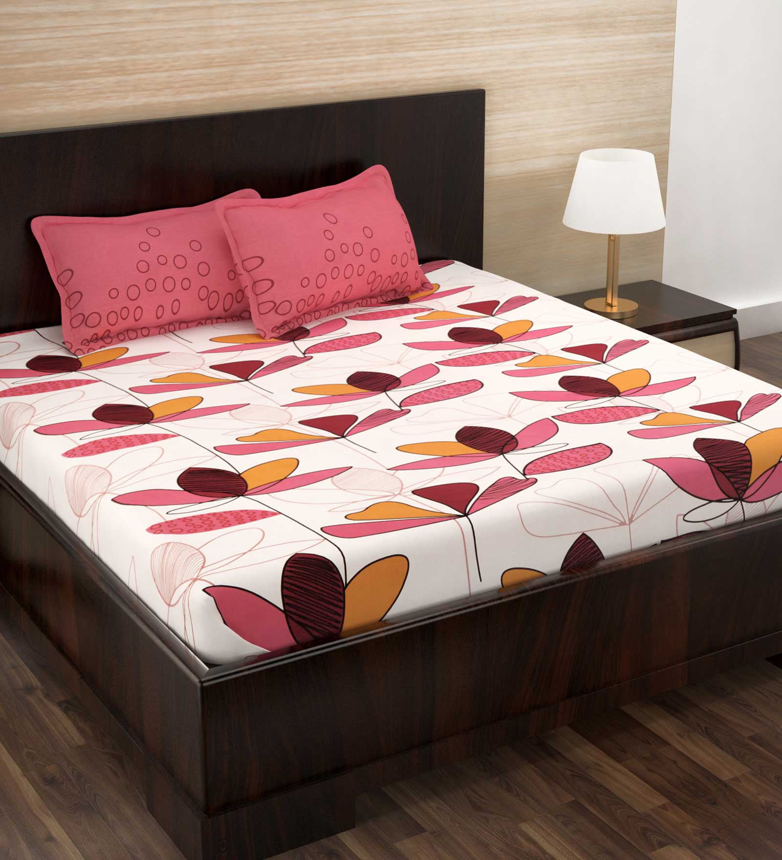 Majestic 100% Cotton 152TC King Size Bedsheet with 2 Pillow Covers