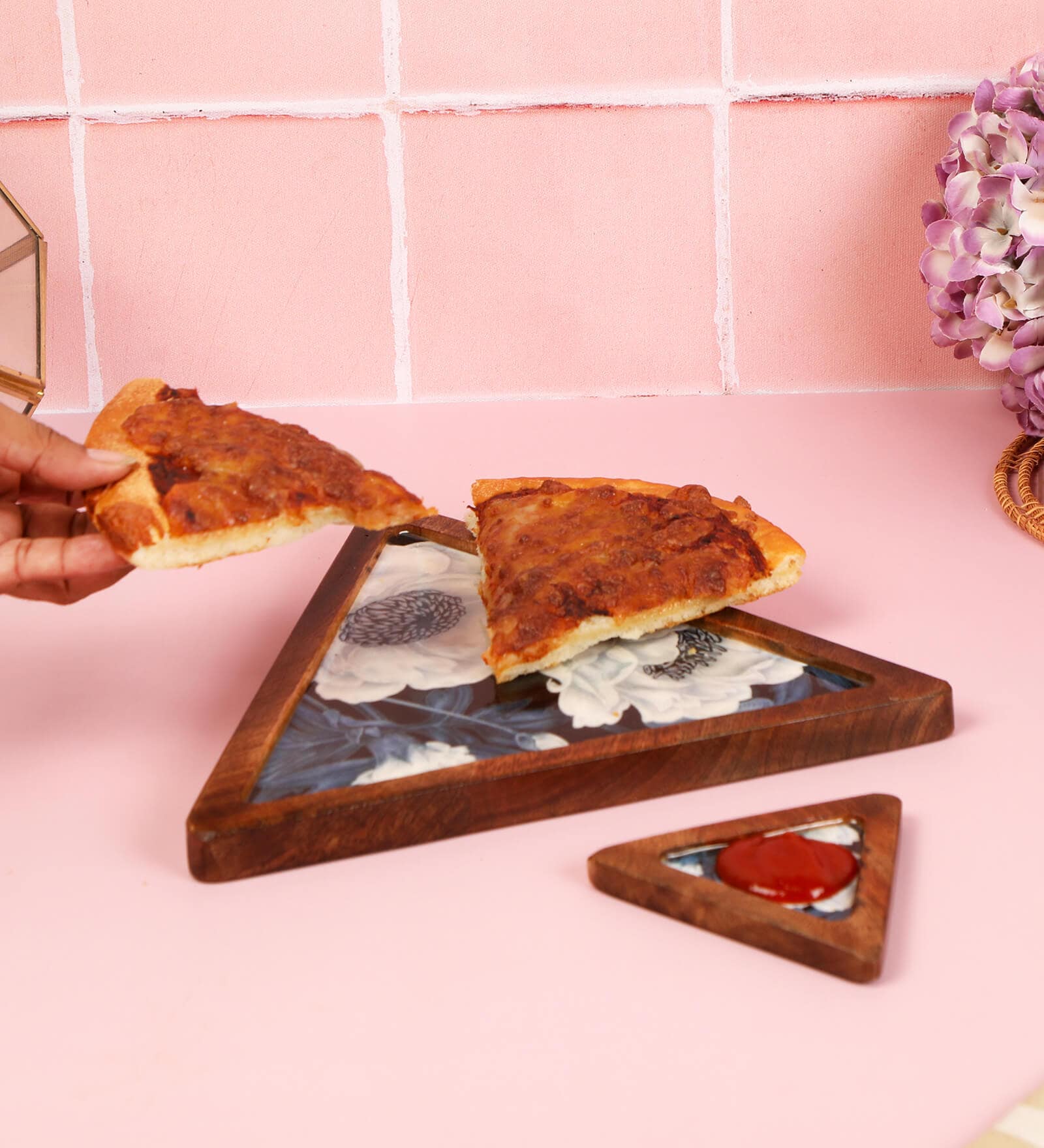 White Mango wood 10 Inch Triangle Appetizer Platters