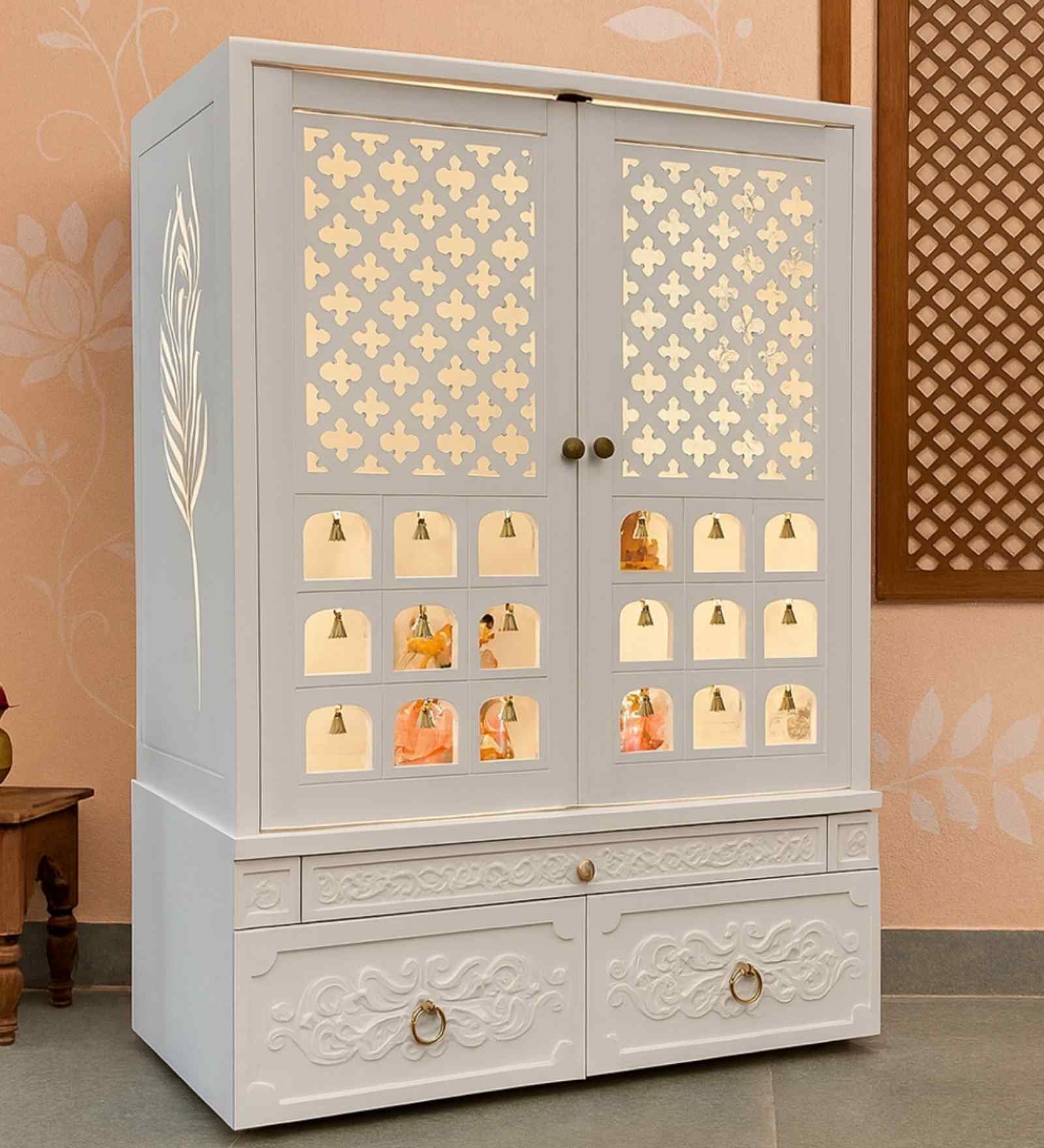 Mantarraya Decoration Buy White Mantralaya Teak Wooden Mandir at 21% OFF by DZYN Furnitures ...