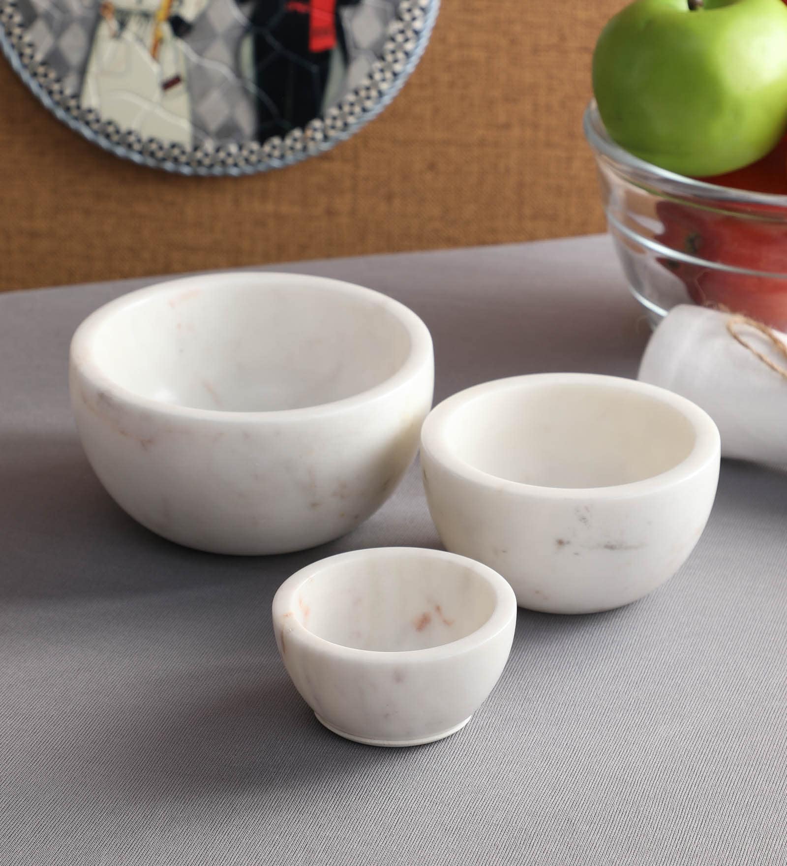 Buy 350 ML Marble Serving Bowls Set of 3 by NikkisPride Online Serving Bowls Serving Bowls