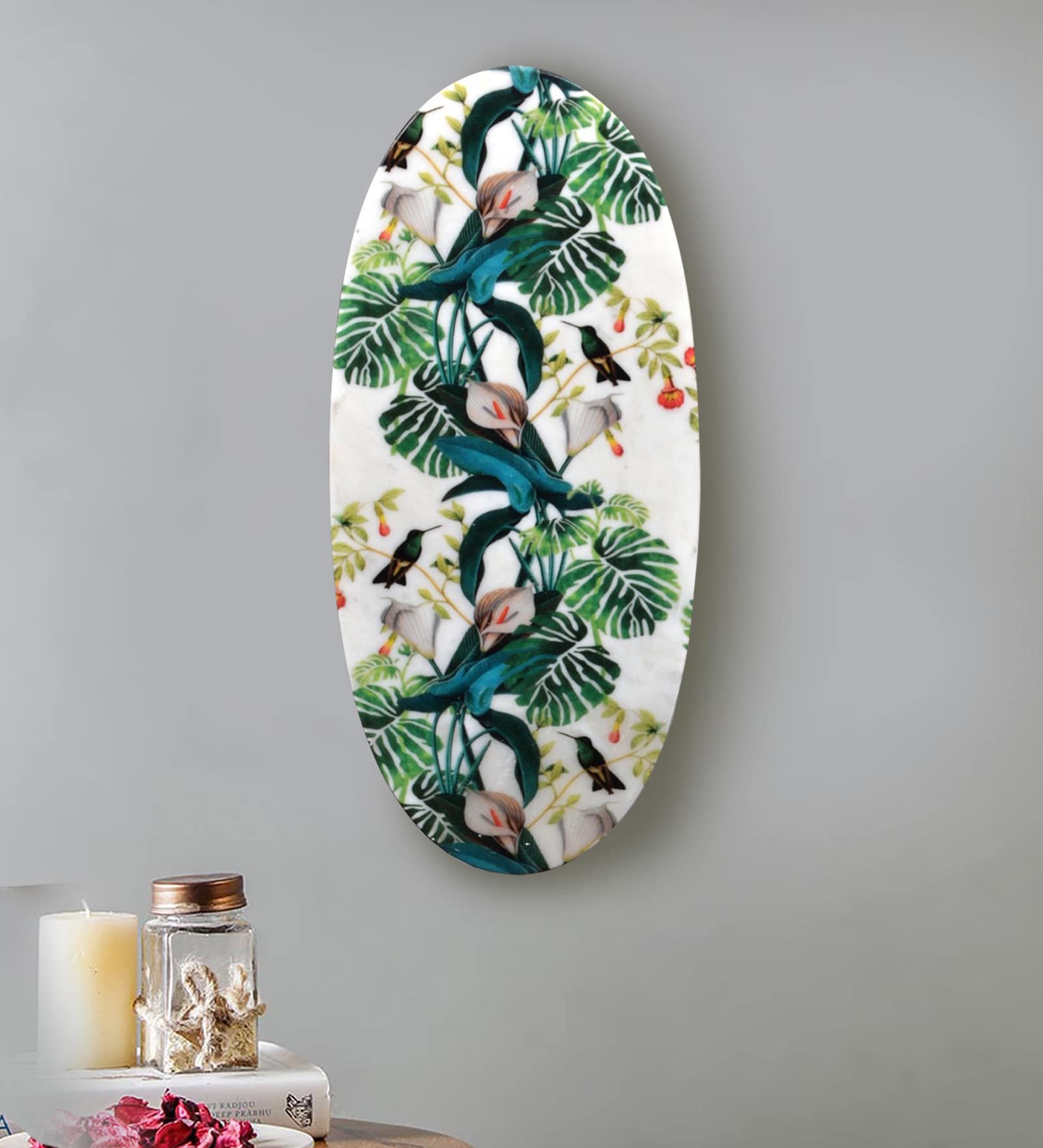 White Marble Birds Paradise Wall Art