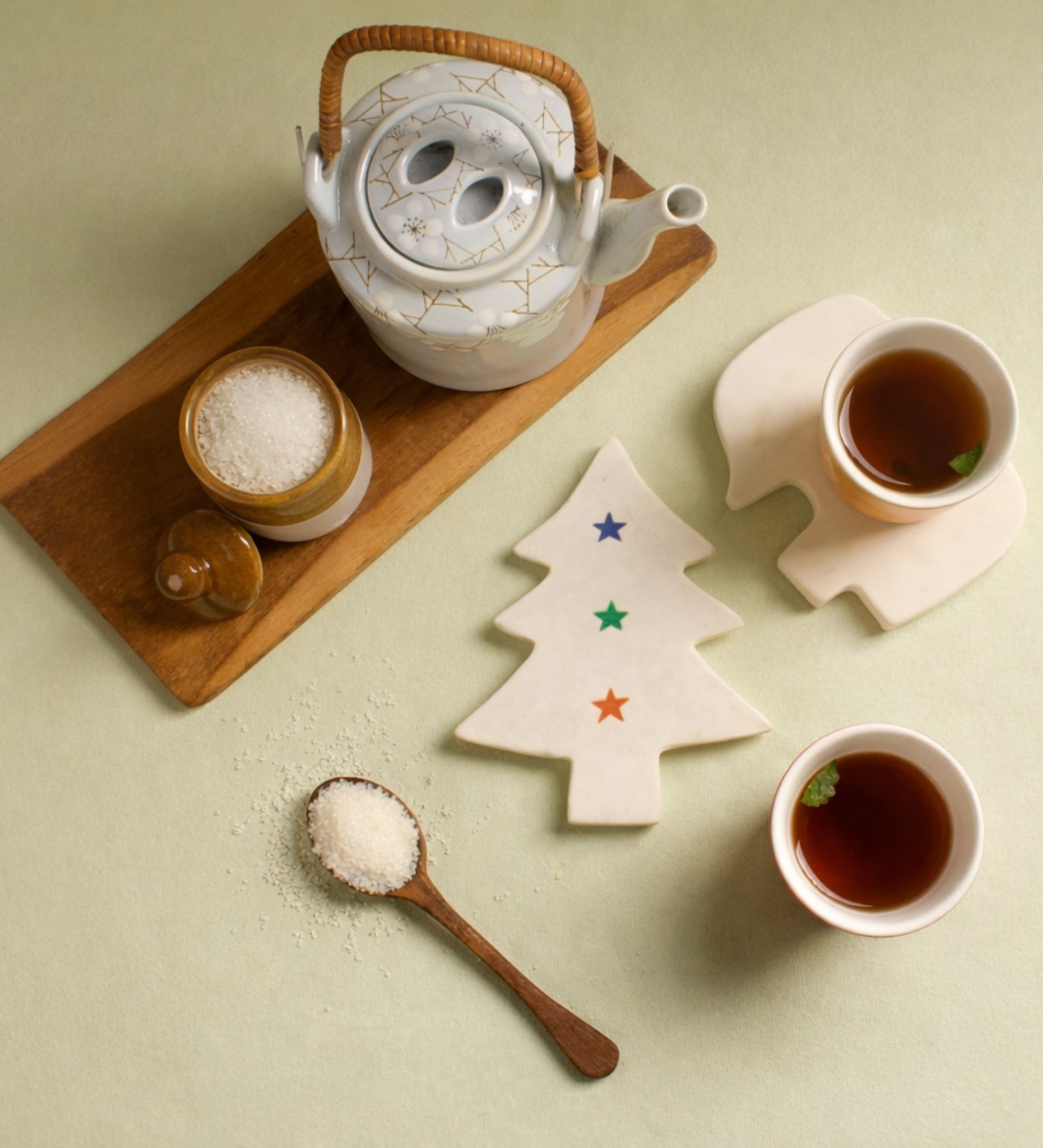 White Marble Christmas Tree Shaped Coaster