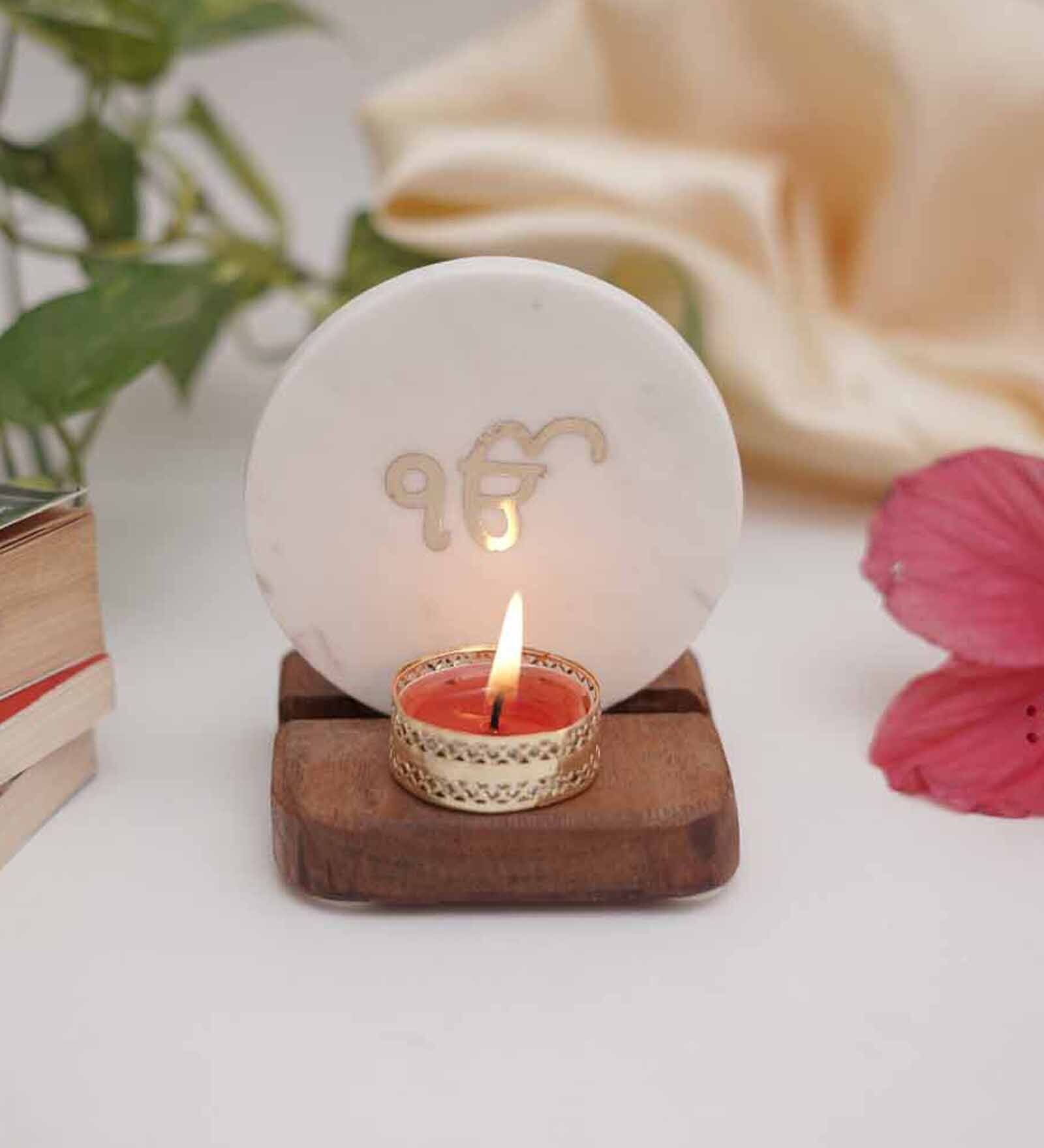 White Marble Figurine Tea light Holder