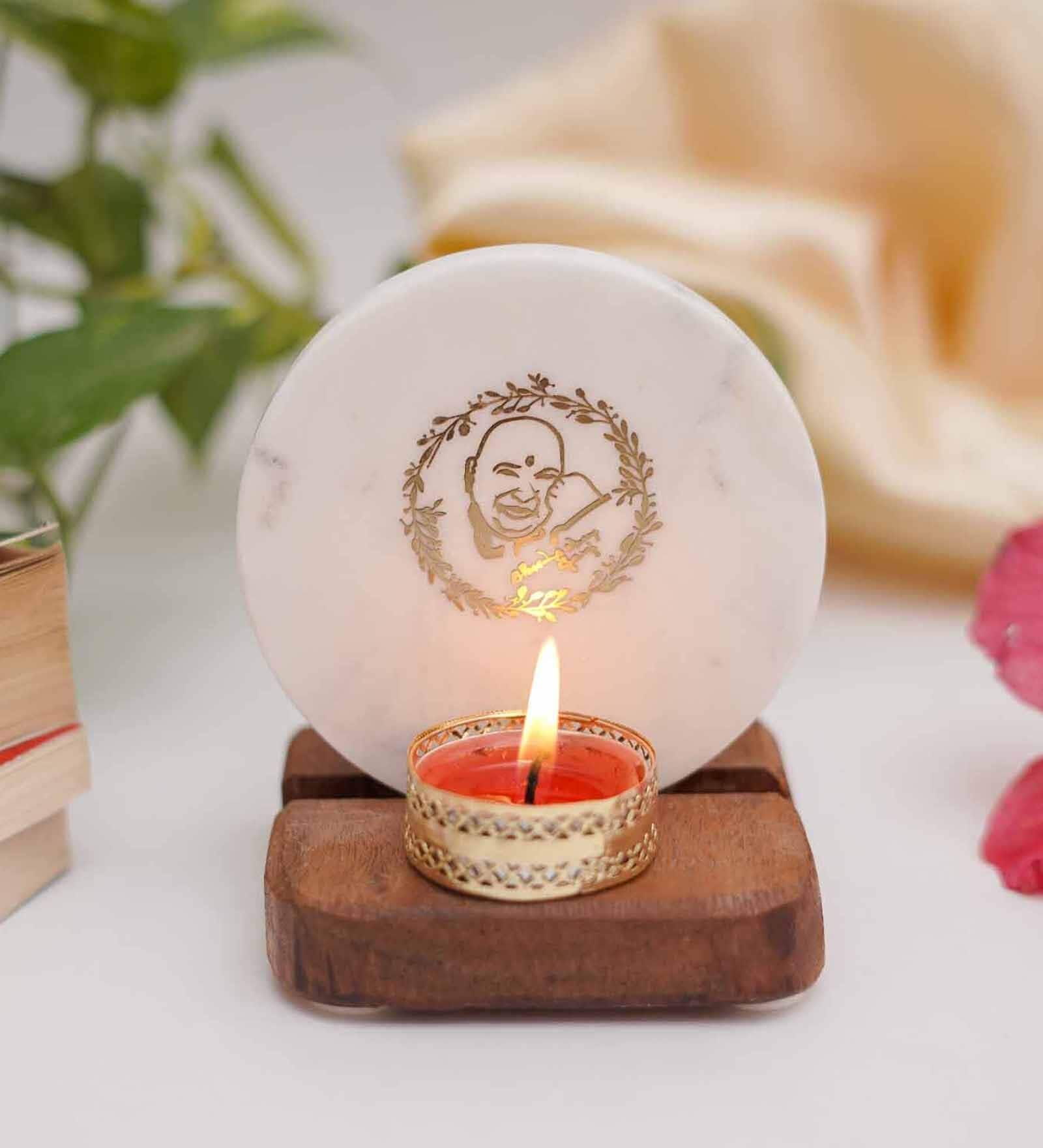 White Marble Figurine Tea light Holder