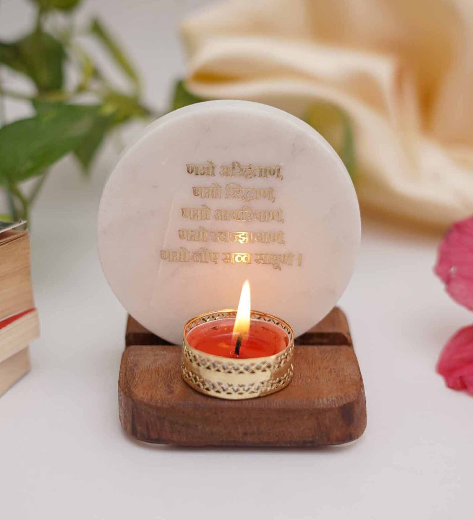 White Marble Figurine Tea light Holder