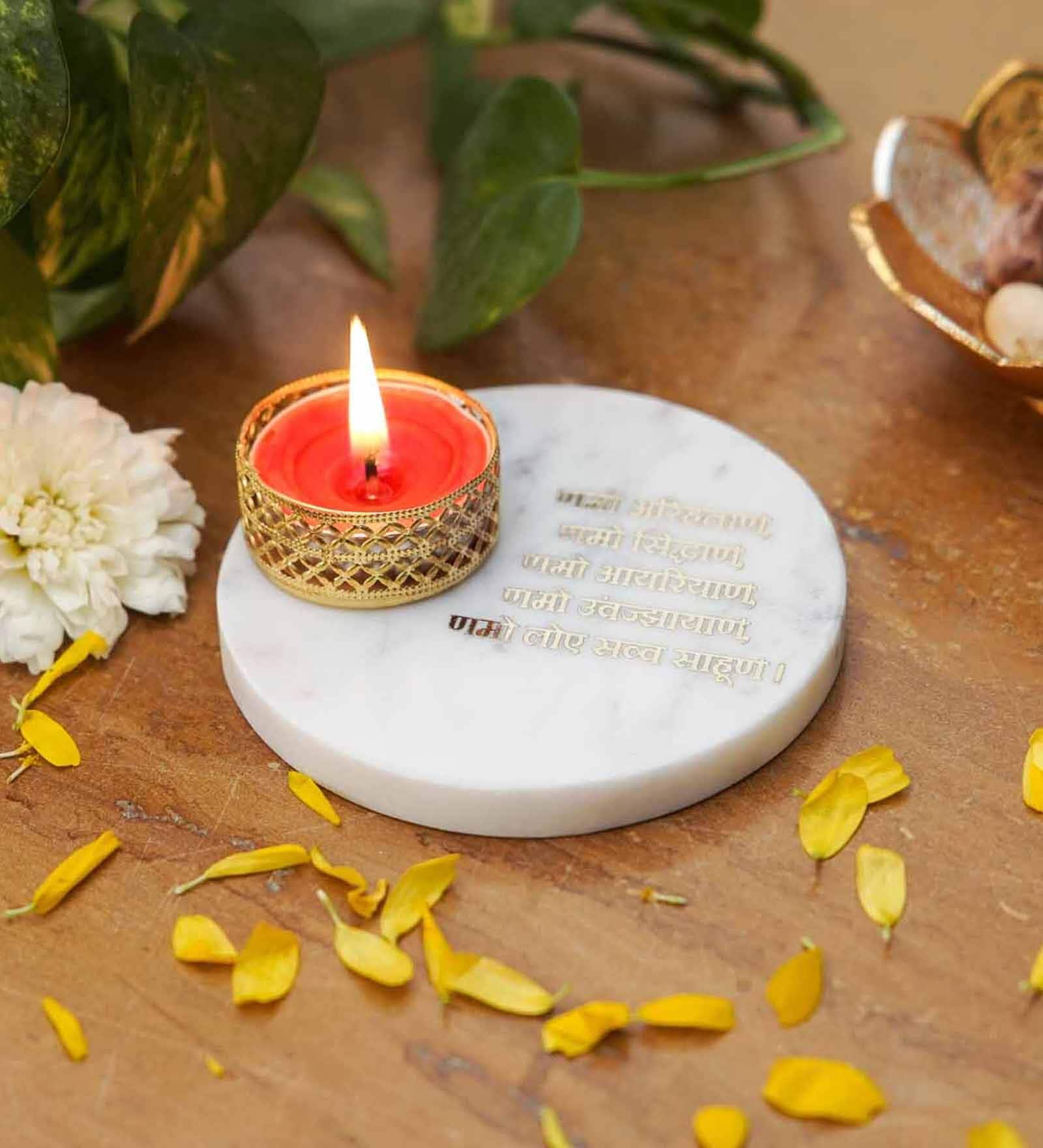 White Marble Figurine Tea light Holder