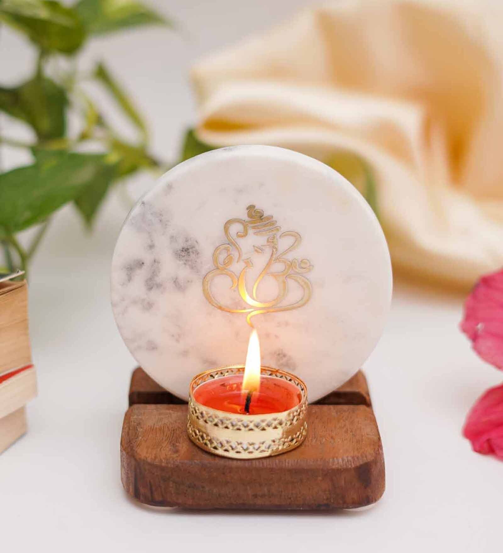 White Marble Figurine Tea light Holder