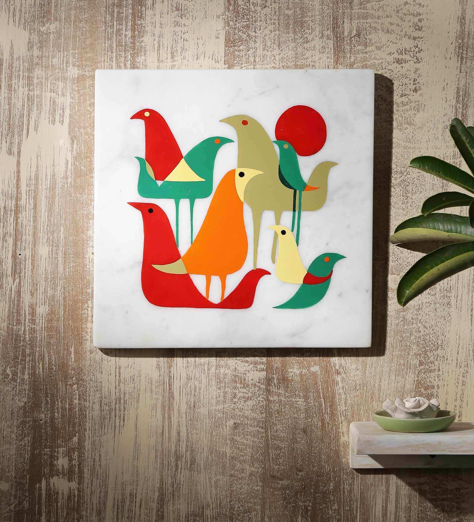 White Marble Serenity Hand Painted Wall Accent