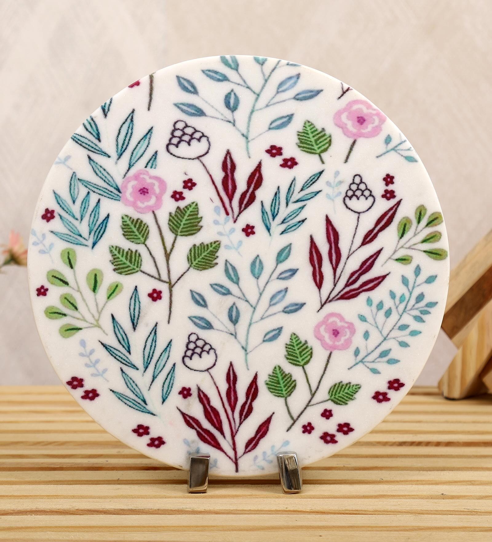 White Marble Wall Corsage Decorative Plate Showpiece