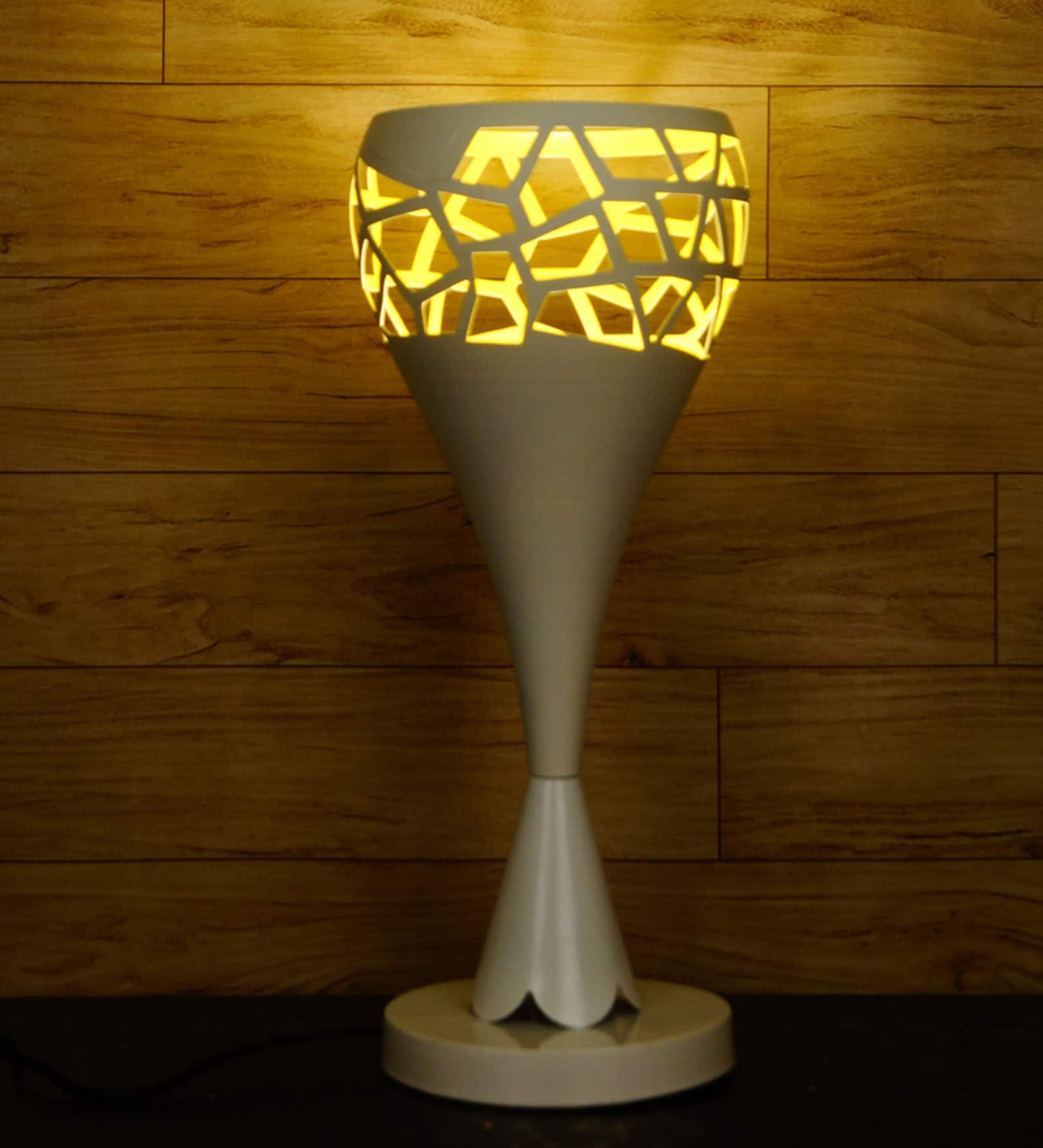 Off White Cotton Shade Table Lamp with Black Base